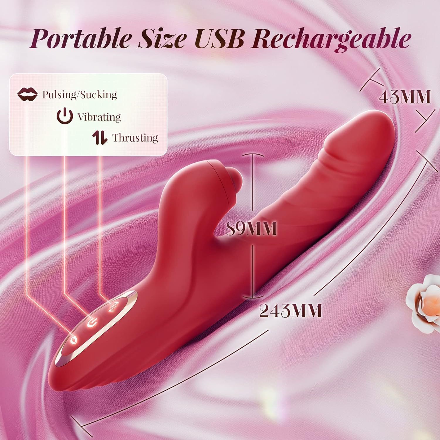 Ruby Bliss – Nabızlı, İtmeli ve Titreşimli Tavşan Vibratör – 24.5 cm