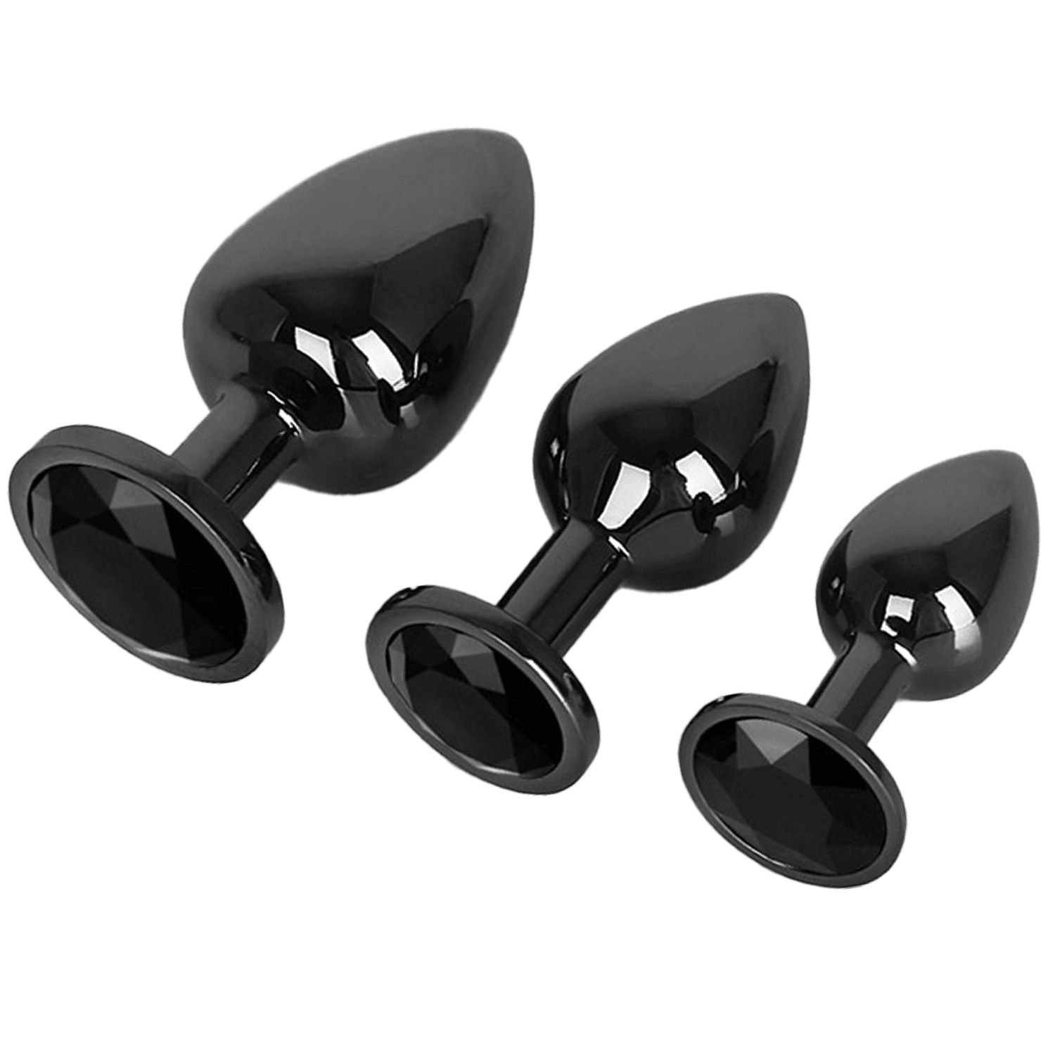 NOXXX Siyah Taşlı Çelik Anal Plug 3'lü Set