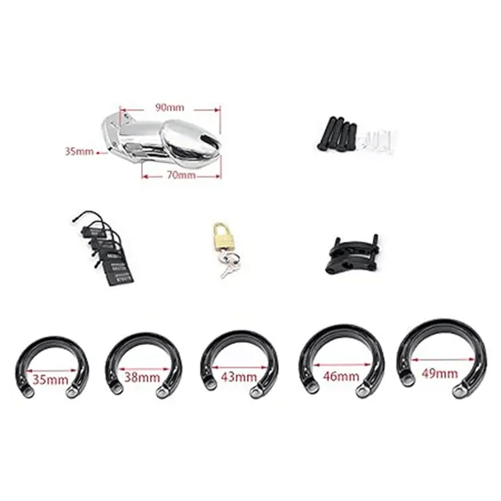 ManSecure Chrome Chastity Cage – Adjustable ABS Penis Lock – 9 cm