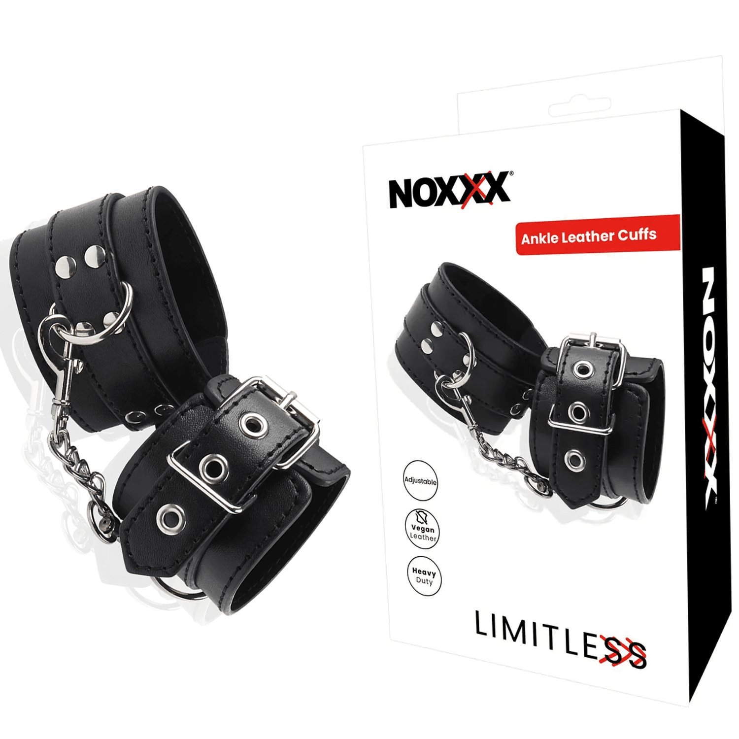 NOXXX LIMITLESS Black Leather Ankle Cuffs