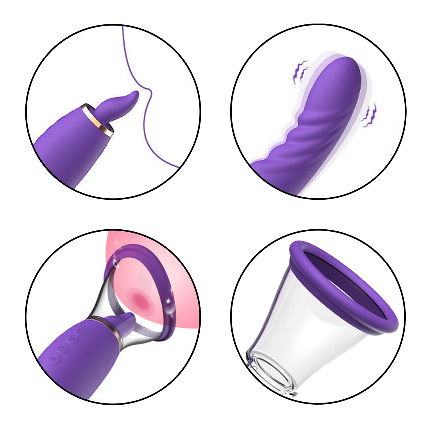 Charoite – Çift Taraflı Emme, Yalama ve Titreşimli Vibratör – 28.5 cm