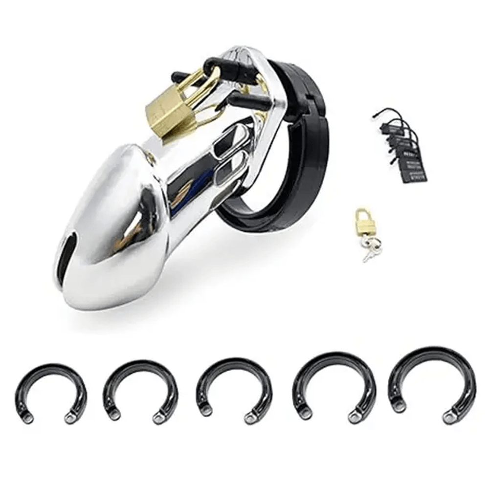 ManSecure Chrome Chastity Cage – Adjustable ABS Penis Lock – 9 cm
