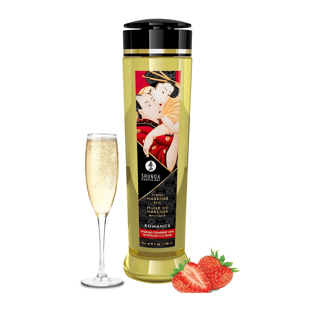 Shunga Romance Sparkling Strawberry Wine Massage Oil 240 ml/8oz