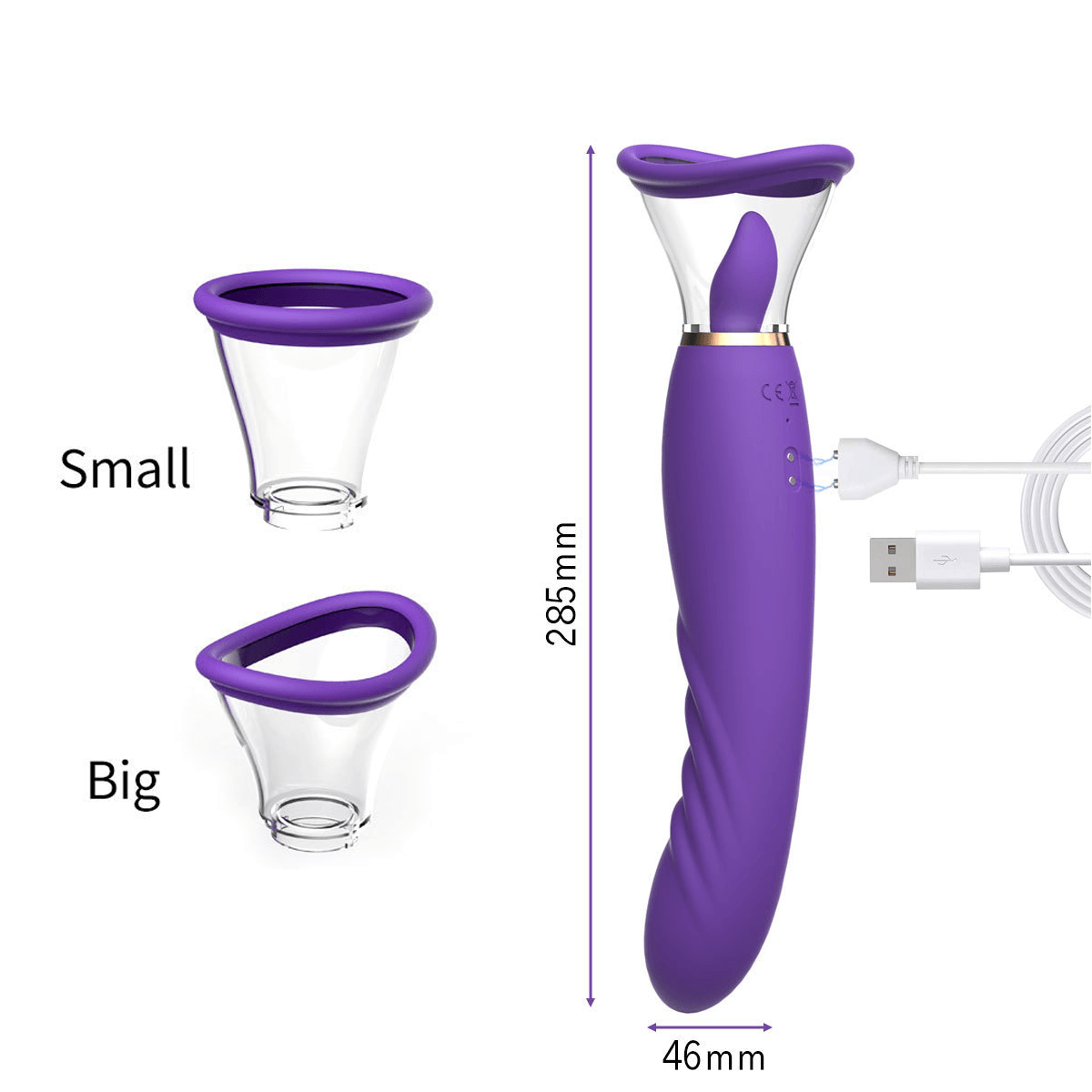 Charoite – Çift Taraflı Emme, Yalama ve Titreşimli Vibratör – 28.5 cm