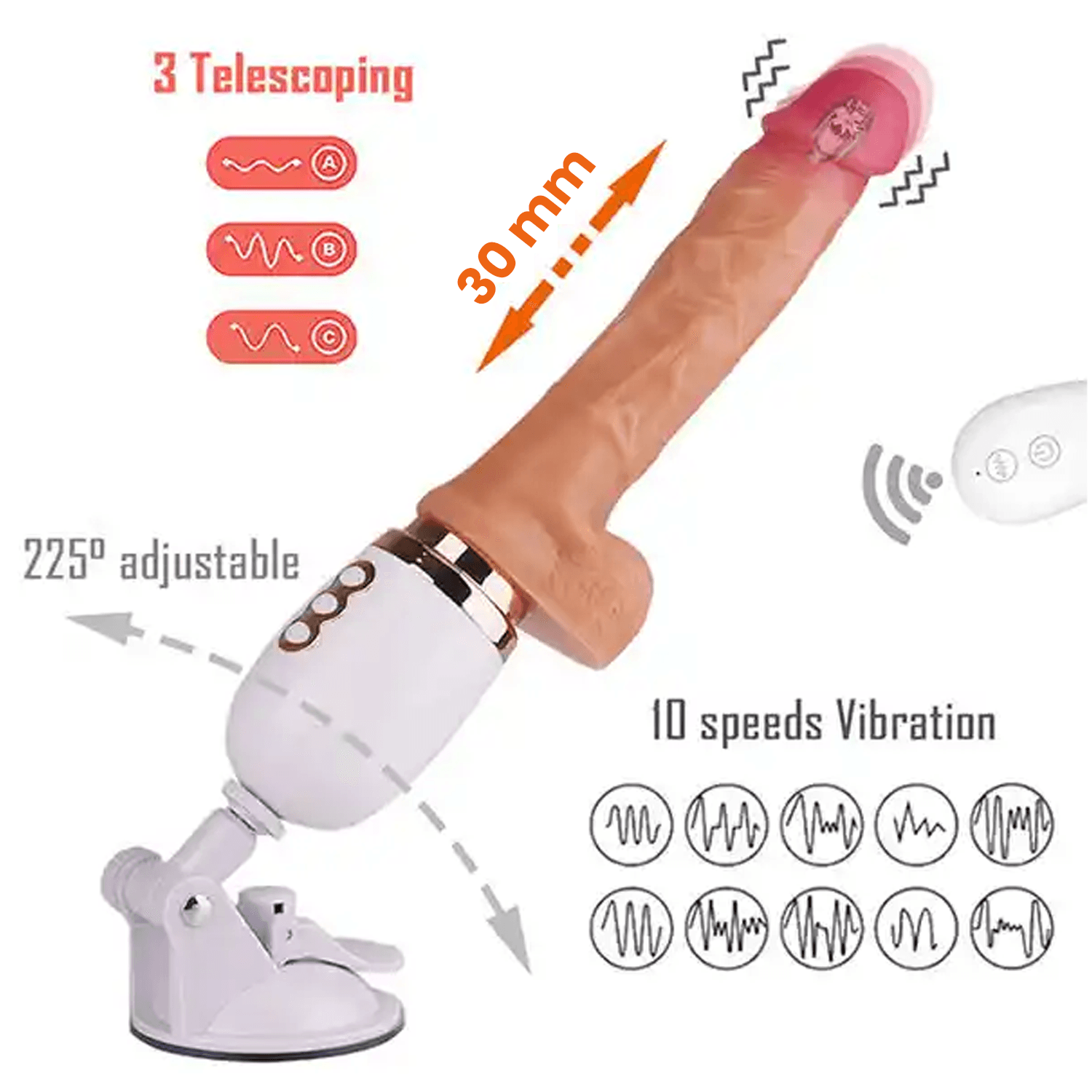 NOXXX Heated Thrusting Sex Machine with Remote Control & Suction Base