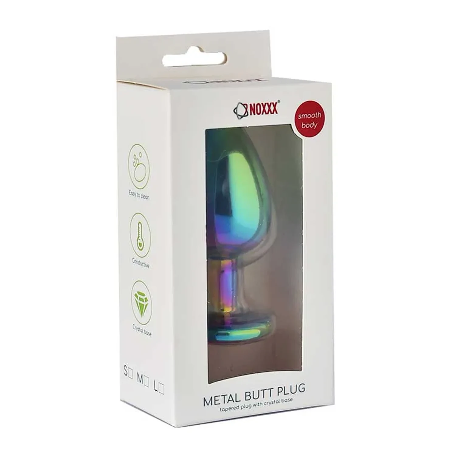 NOXXX Medium Stainless Steel Anal Plug – Multicolor Crystal Jewel Base