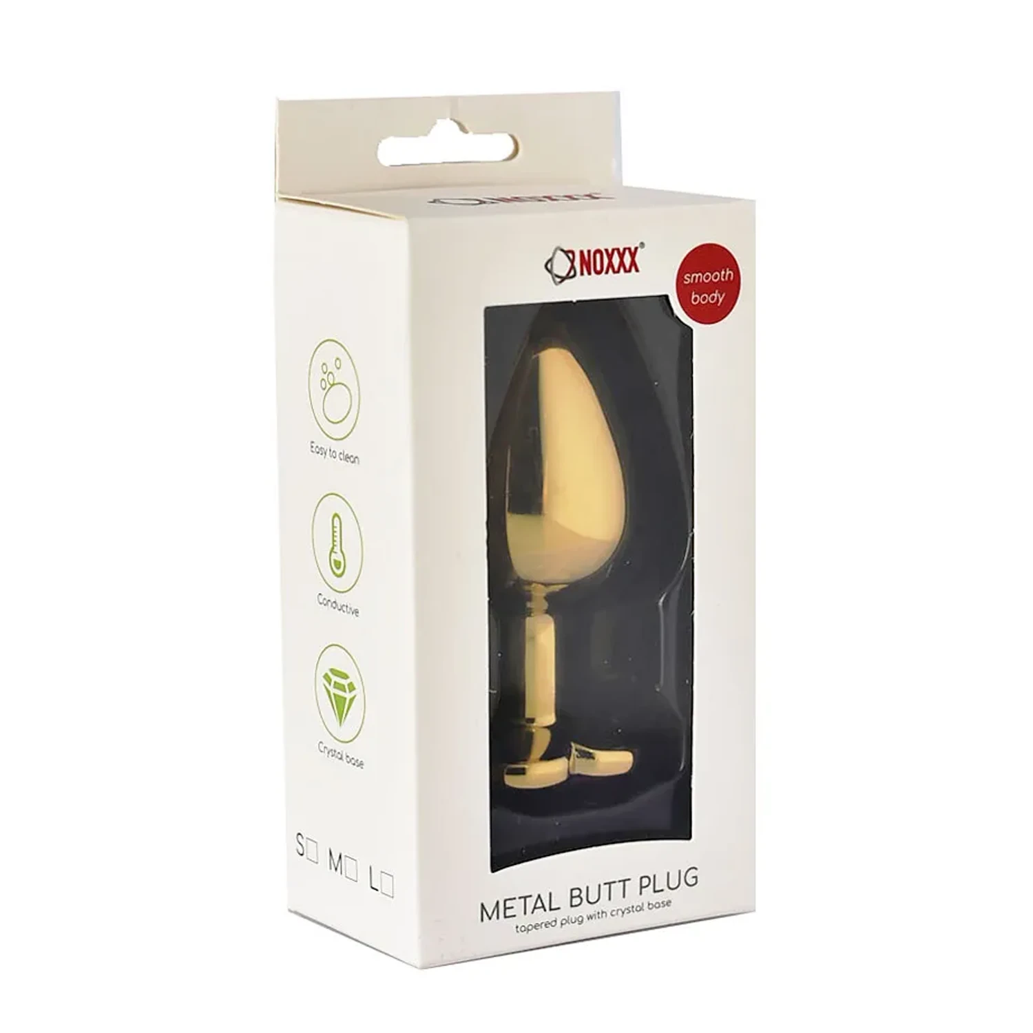 NOXXX Large Stainless Steel Anal Plug – Gold Heart Jewel Base