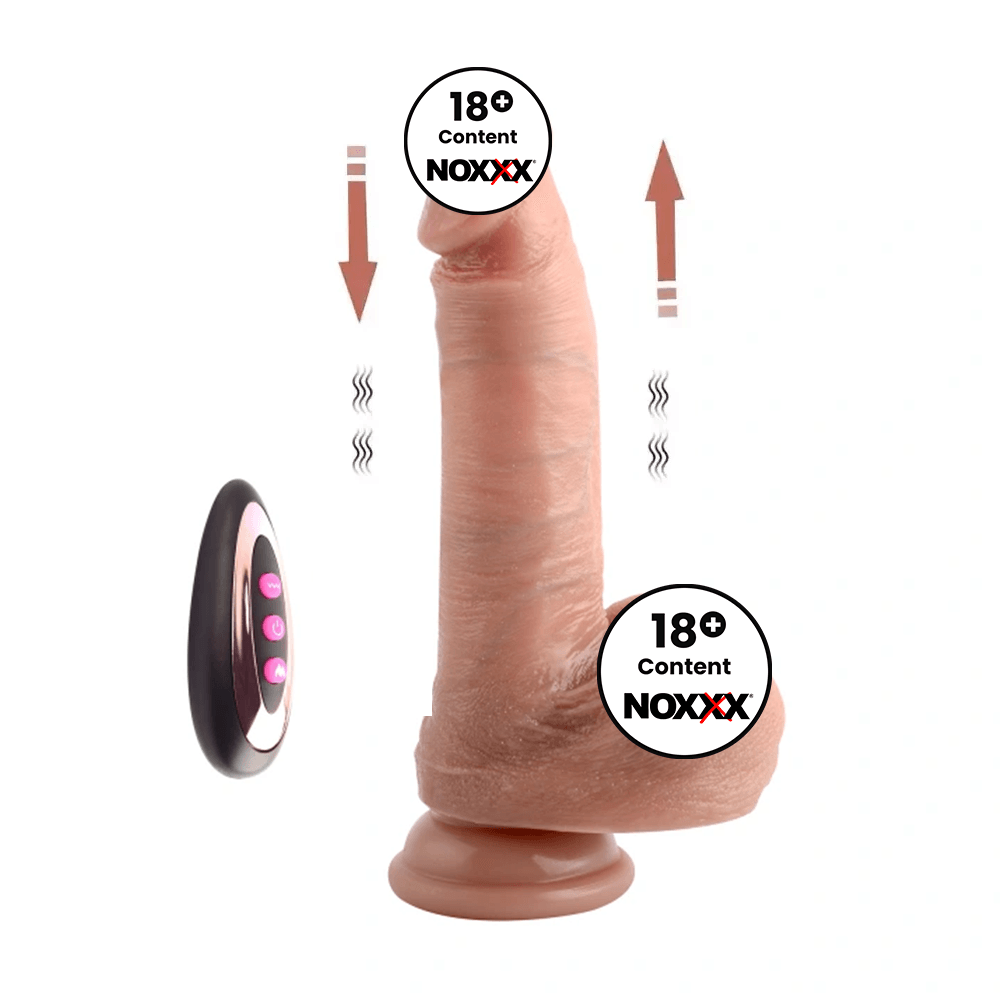 İleri Geri Hareketli Isıtmalı Yumuşak Çift Katmanlı Uzaktan Kumandalı Dildo 19 cm Ten