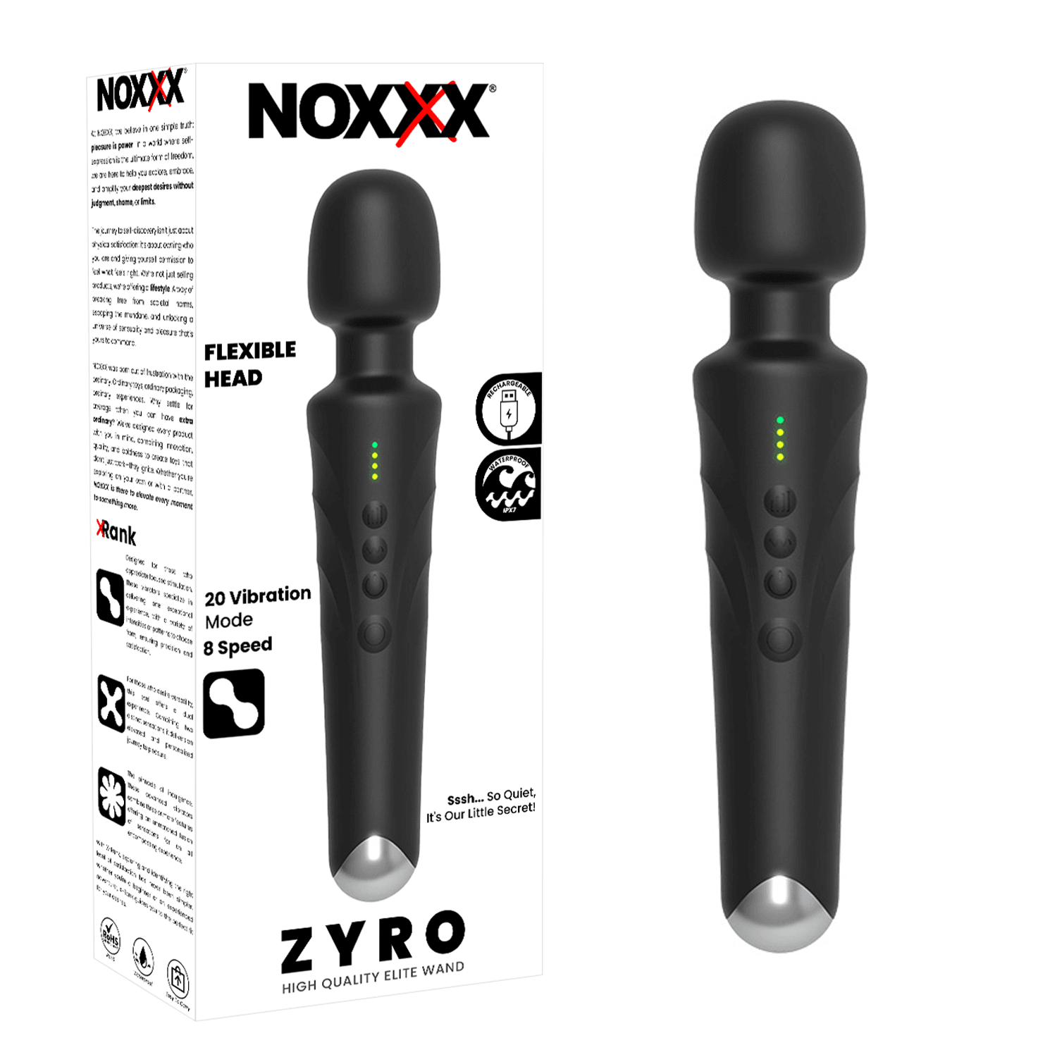 ZYRO – LED Göstergeli Güçlü Sessiz Wand Vibratör – 20 Mod & 8 Hız Seviyesi