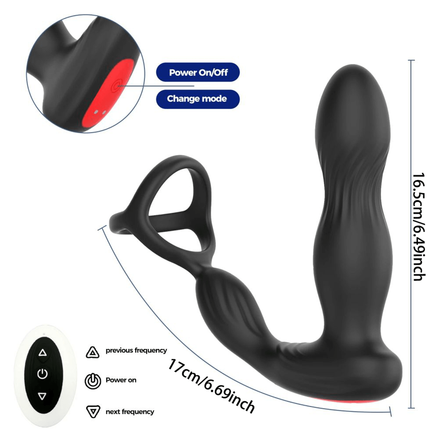 A-Heros Titan – İleri Geri Hareketli Penis Halkalı Uzaktan Kumandalı Prostat Vibratör