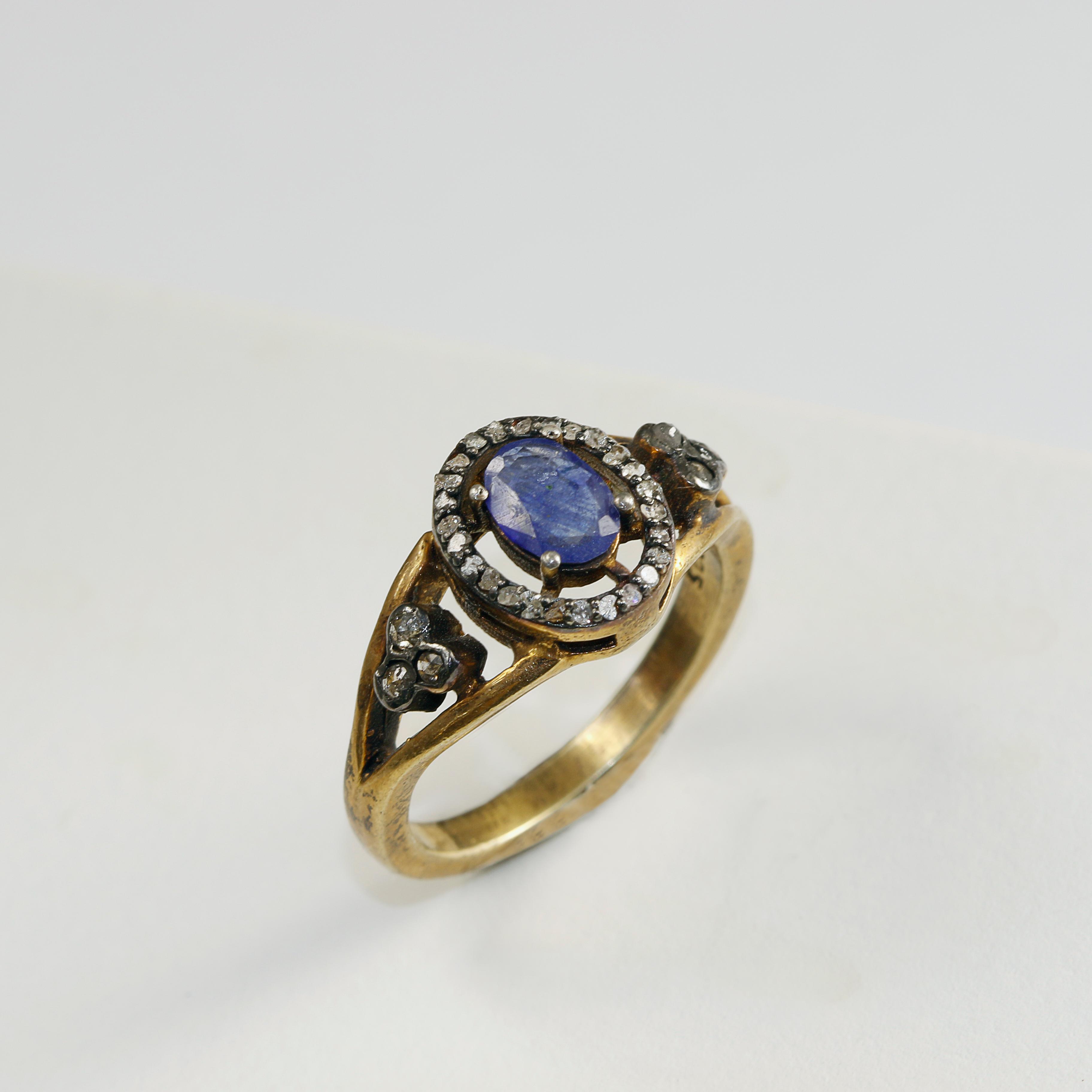 Safir Elmas Kaplı 925 Ayar Gümüş Yüzük