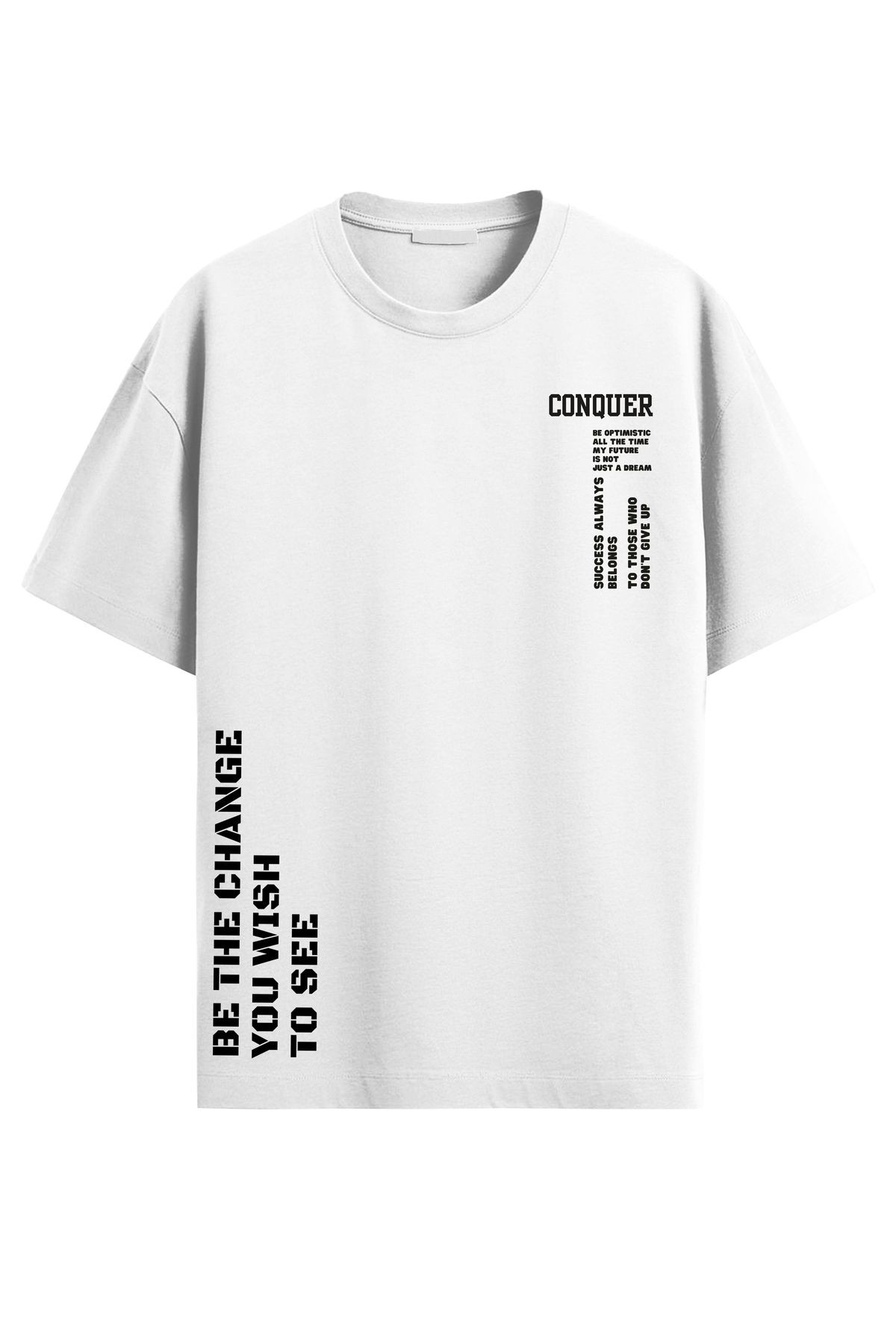Conquer Baskılı T-Shirt