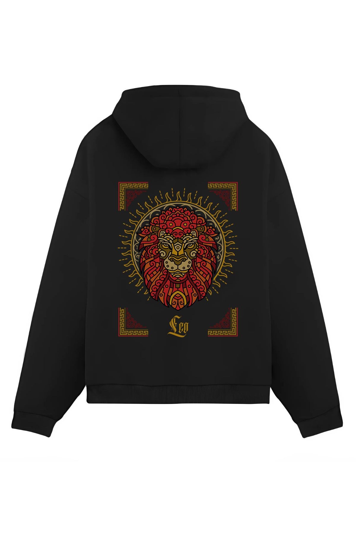 Kapüşonlu Kanguru Cepli Aslan Burcu Baskılı Sweatshirt