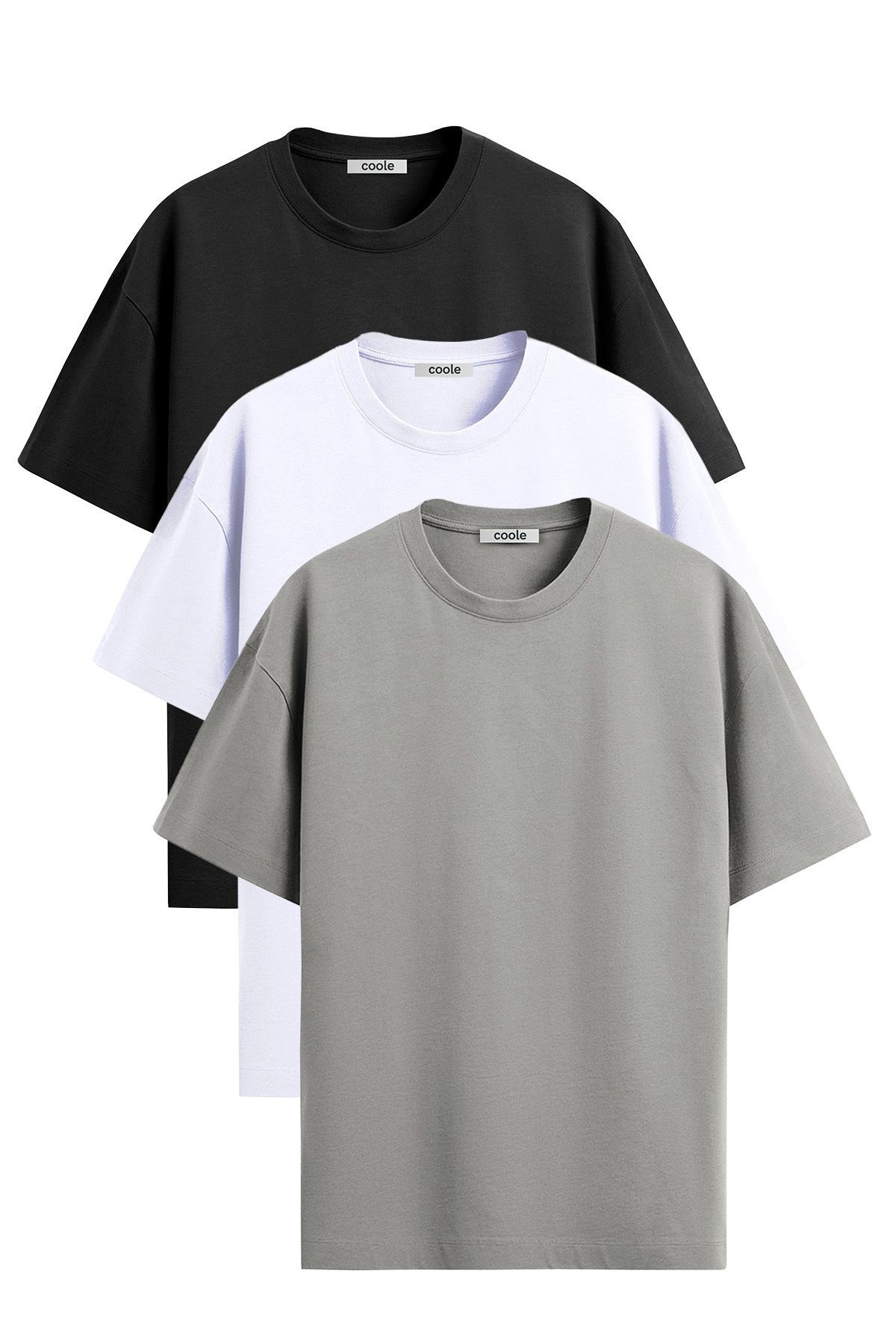 Unisex Regular Kalıp Kısa Kol Erkek/Kadın Bisiklet Yaka T-Shirt 3'lü