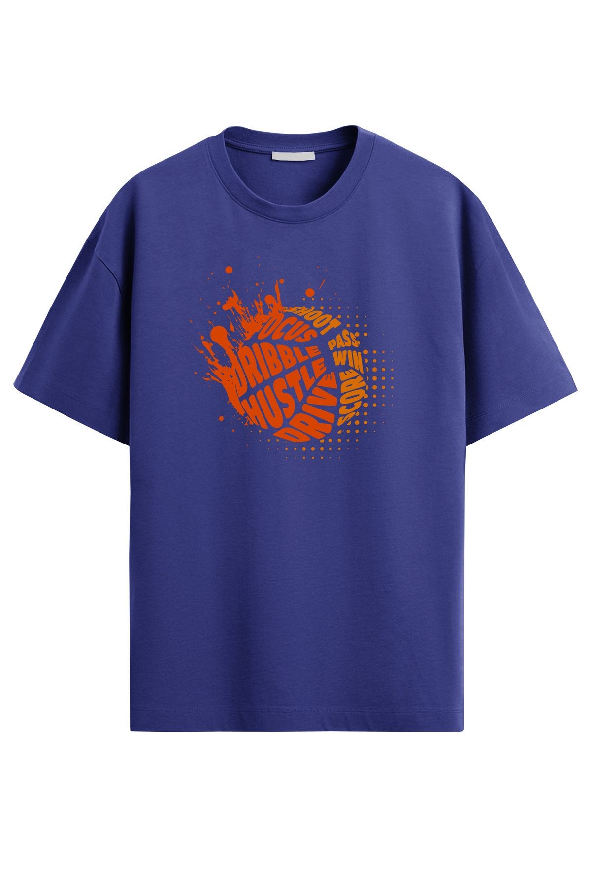 Unisex Basketbol Temalı Ön Baskılı T-Shirt