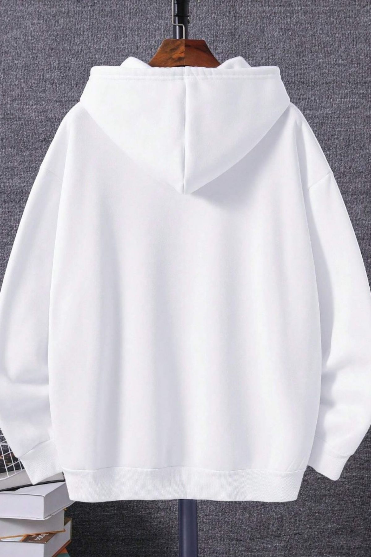 Avesome Baskılı Kapşonlu Kanguru Cepli Beyaz Sweatshirt
