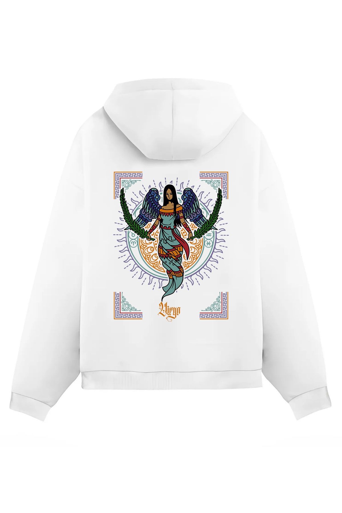 Kapüşonlu Kanguru Cepli Başak Burcu Baskılı Sweatshirt