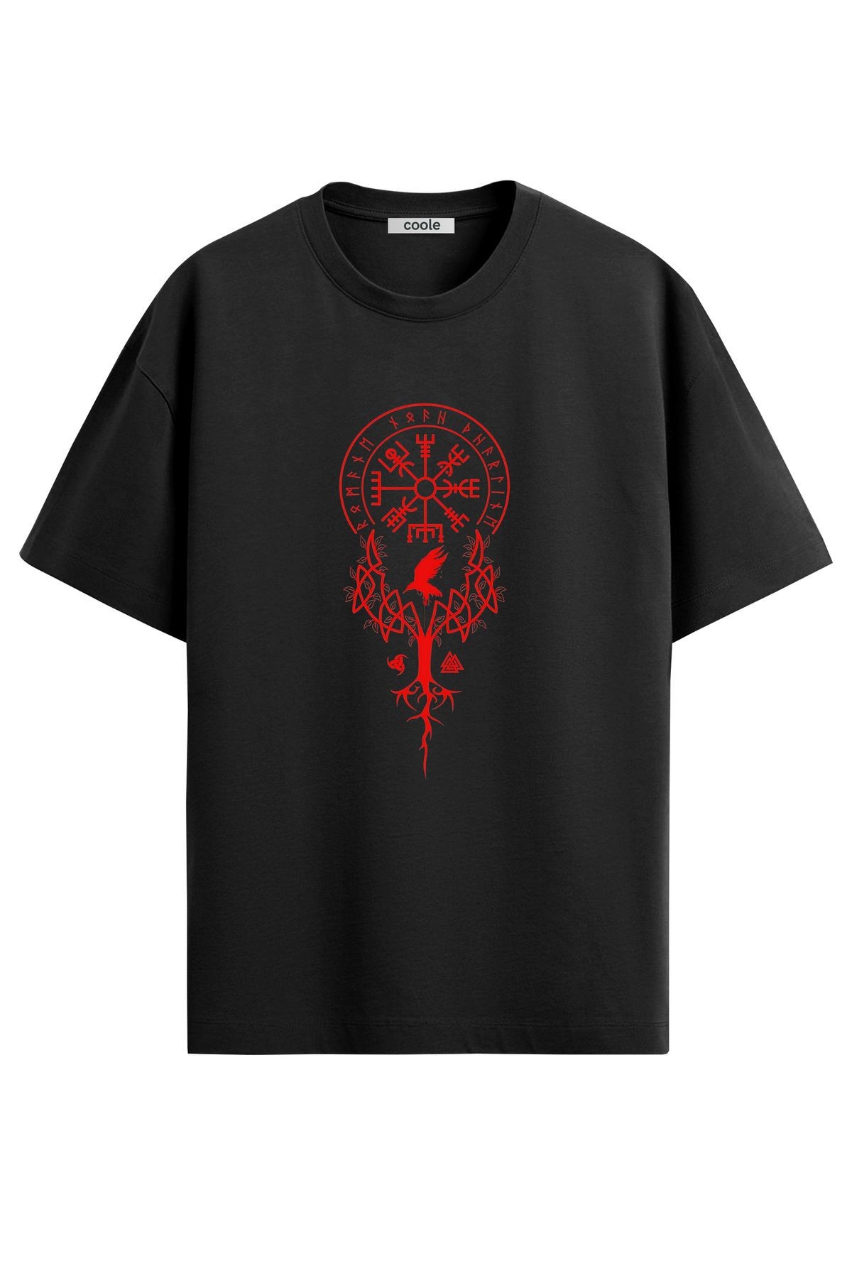 Erkek Viking Pusulası Vegvisir Baskılı Regular Kalıp T-Shirt