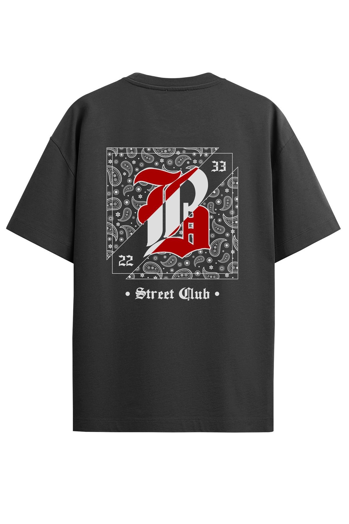 Unisex Harf Detaylı Sırt Baskılı T-Shirt