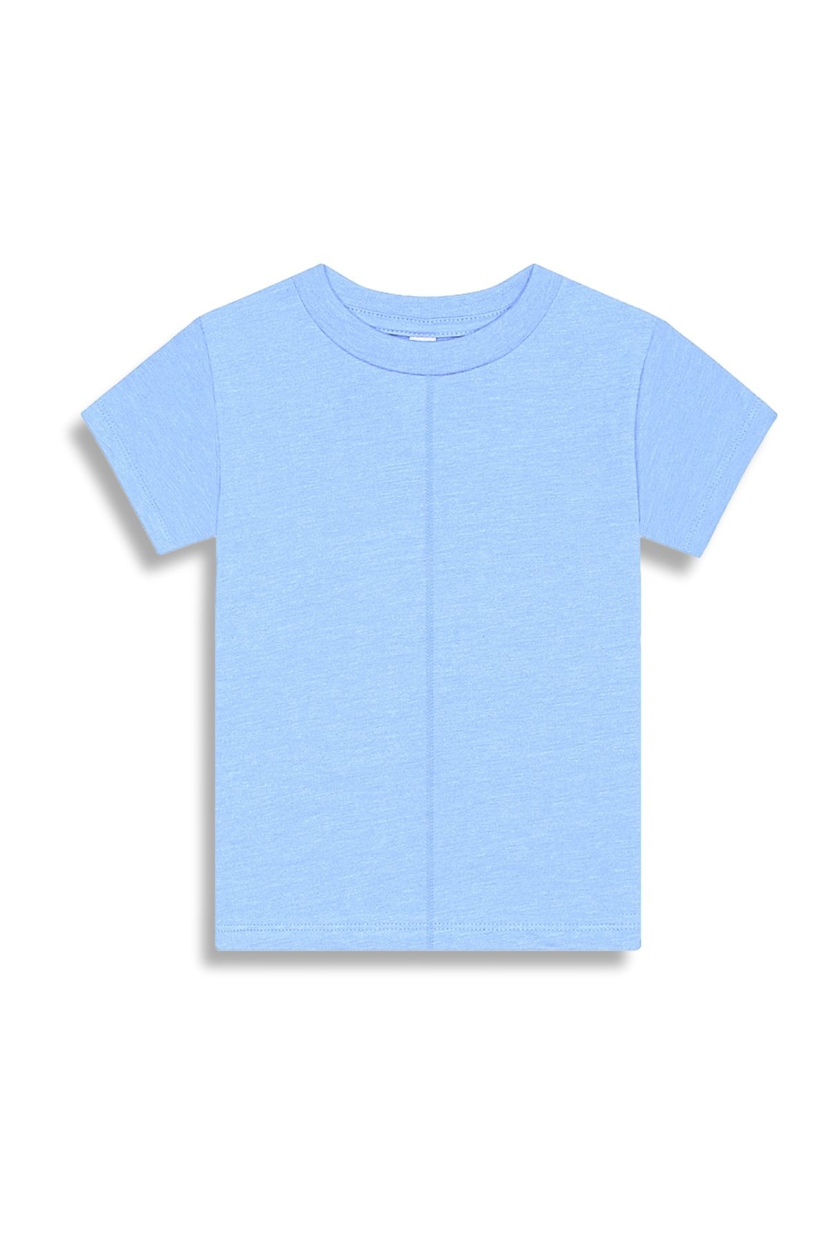 Çocuk Unisex Kısa Kol Önü ve Arkası Dikiş Detaylı T-Shirt Kız/Erkek Üçlü Paket