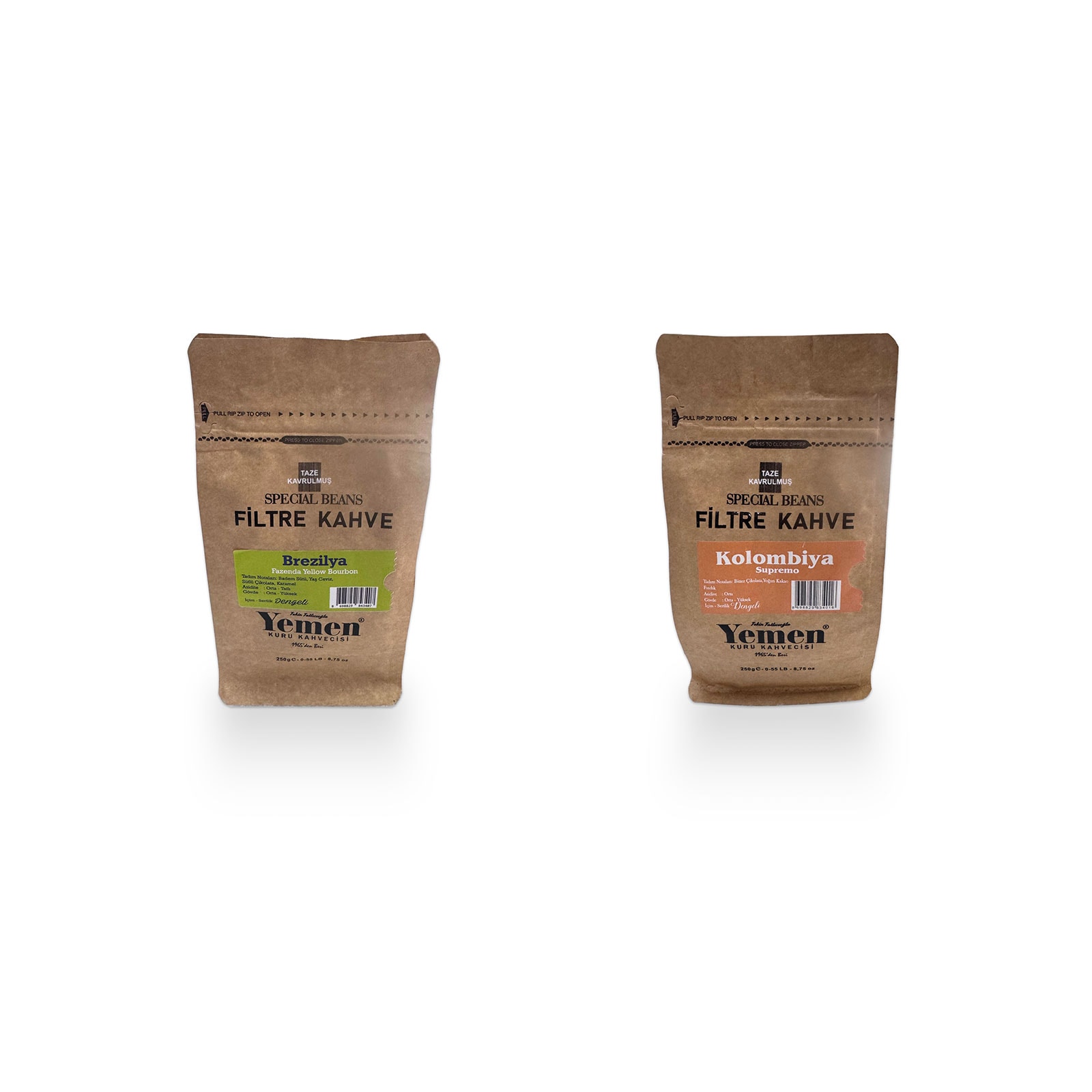 Brezilya + Kolombiya Filtre Kahve - 250 gr x 2 - Yemen Kuru Kahvecisi
