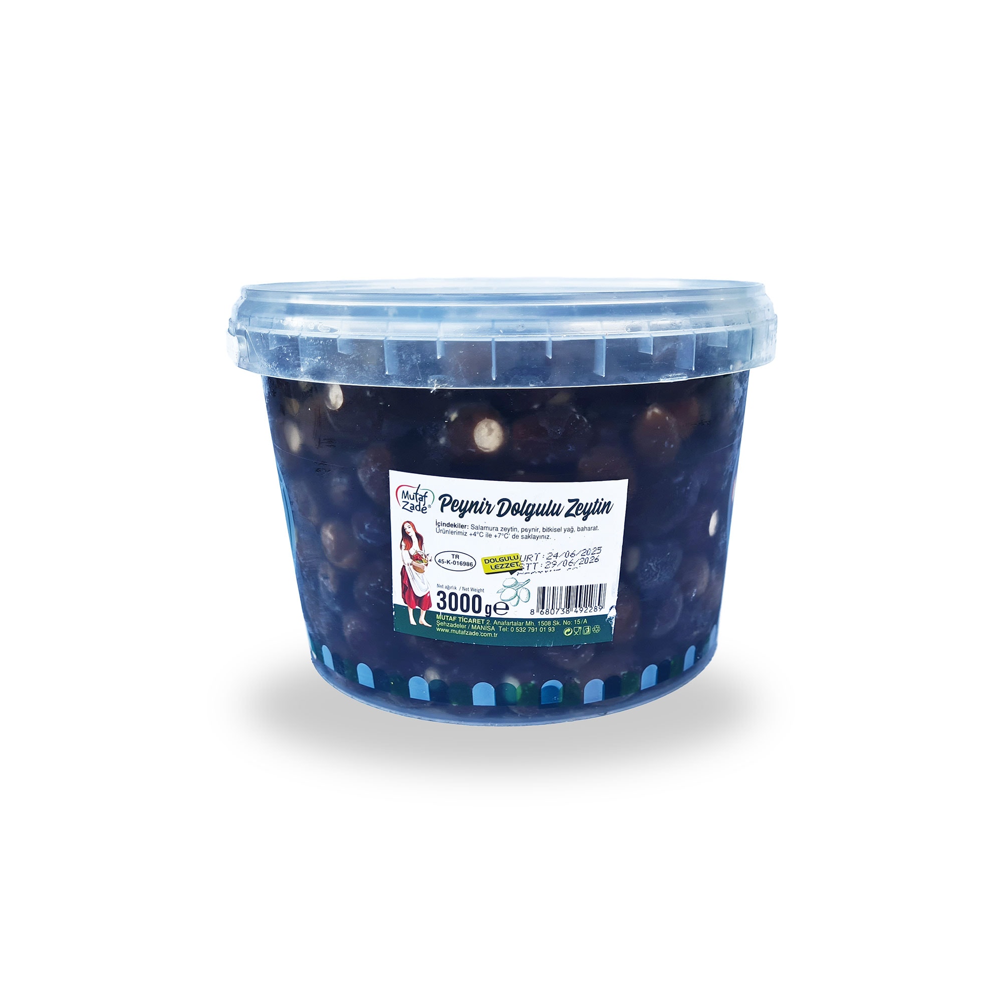 Peynir Dolgulu Siyah Zeytin - 3000 gr - Mutafzade