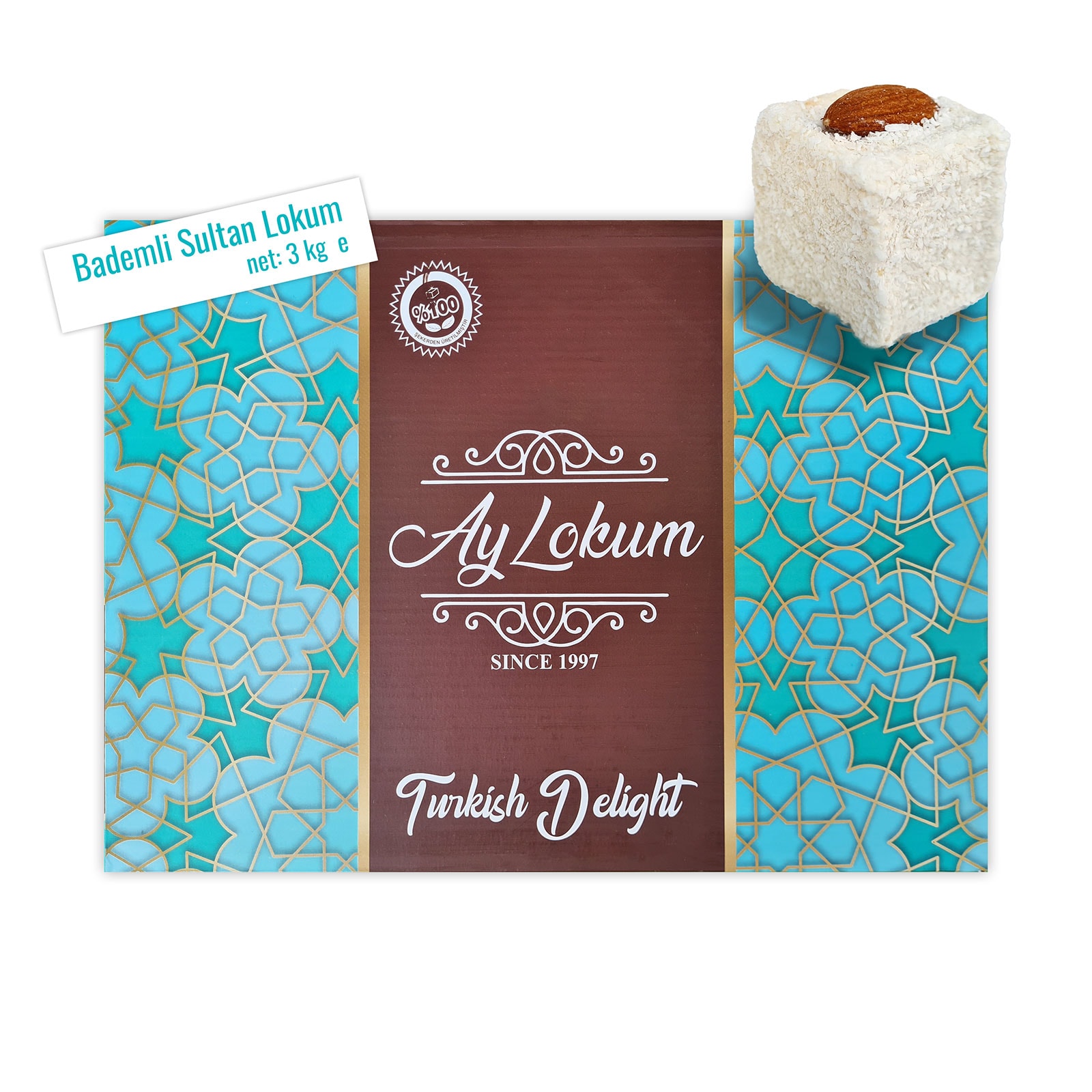 Bademli Sultan Lokum - 3.000 gr - Ay Lokum