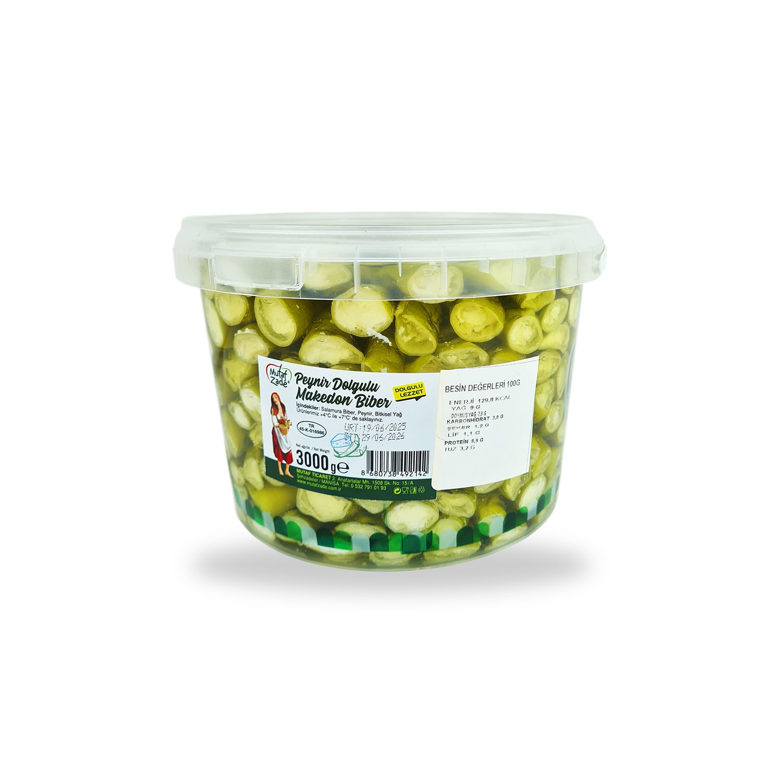 Peynir Dolgulu Makedon Biber - 3000 gr - Mutafzade