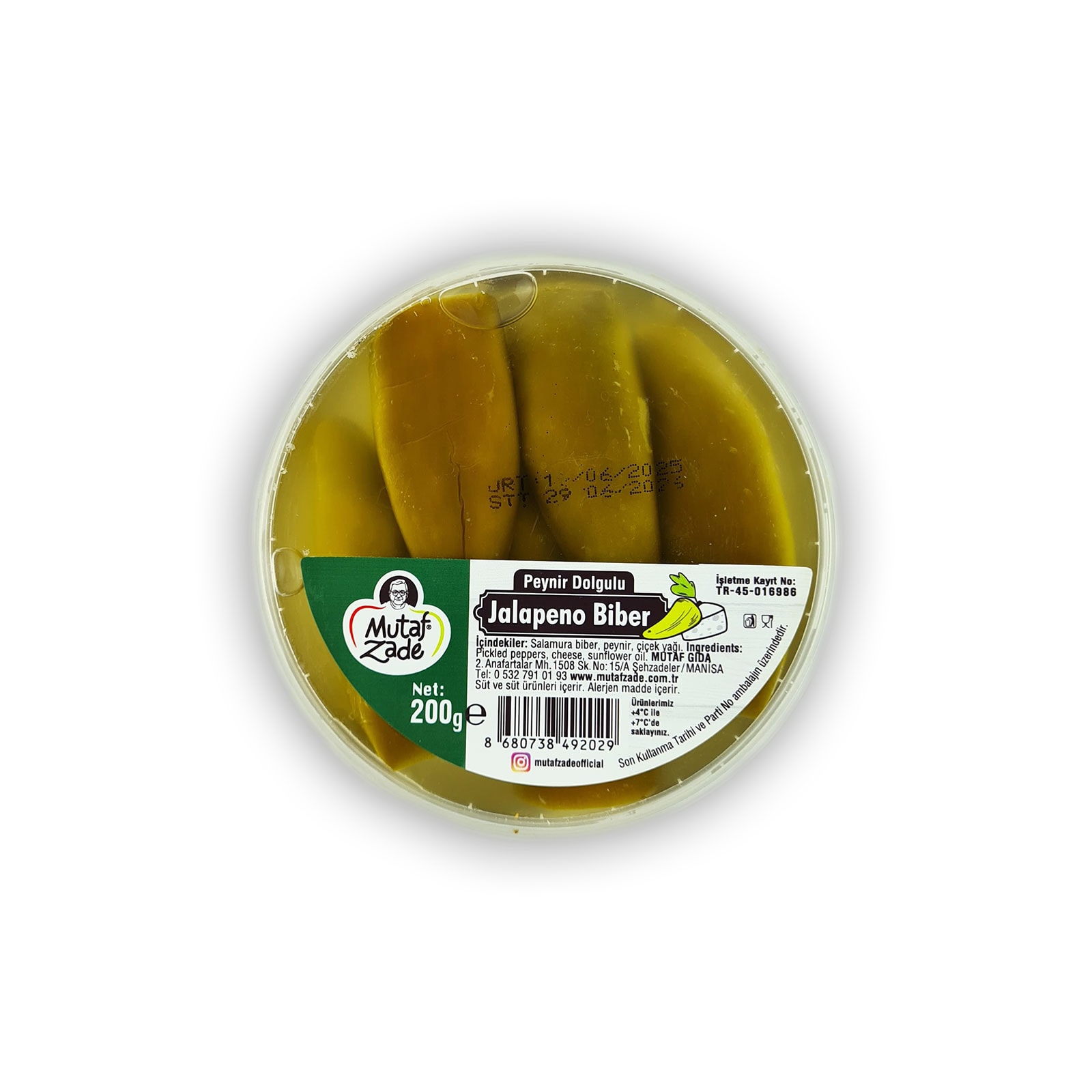 Peynir Dolgulu Jalapeno Biber - 200 gr - Mutafzade