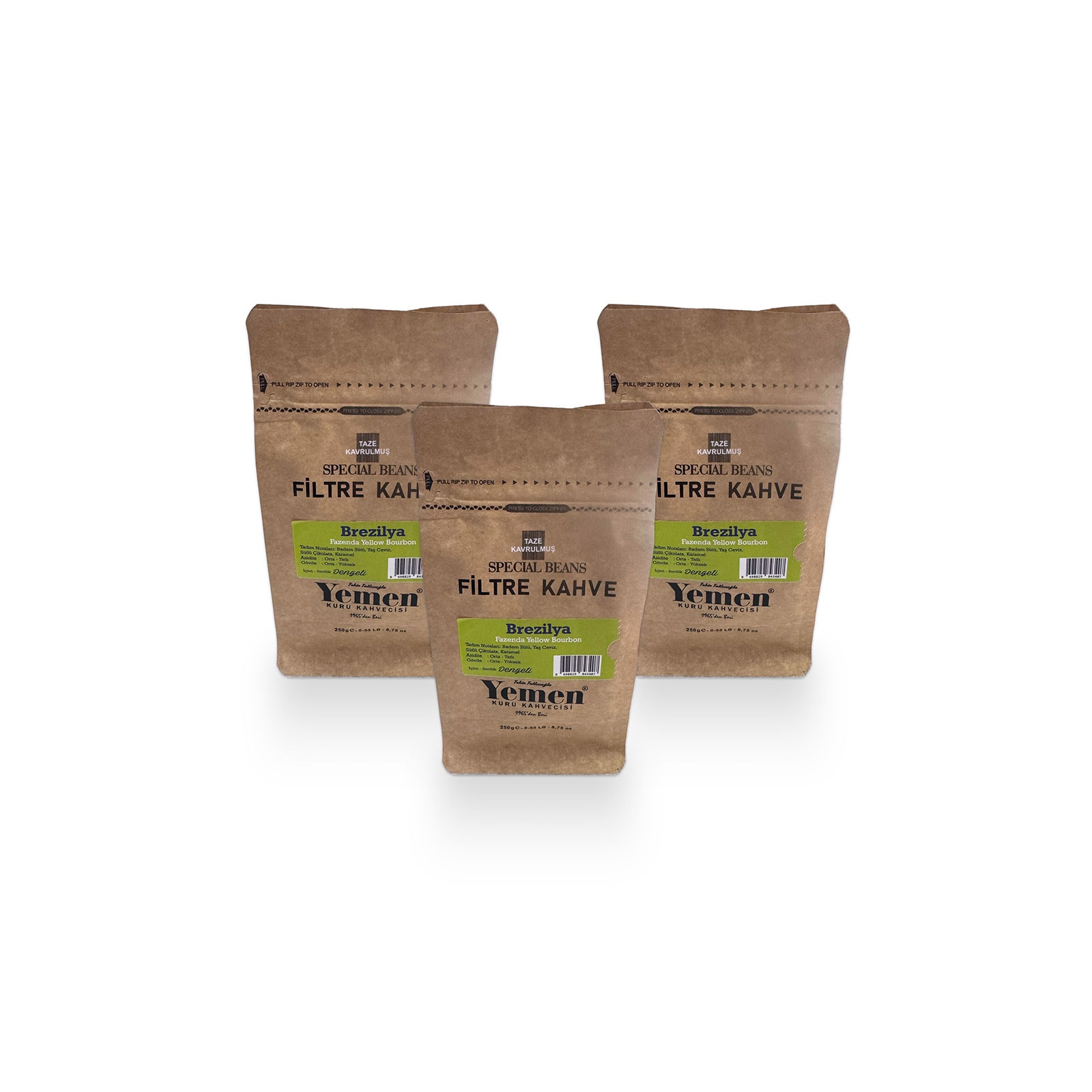 Brezilya Filtre Kahve - 250 gr x 3 - Yemen Kuru Kahvecisi