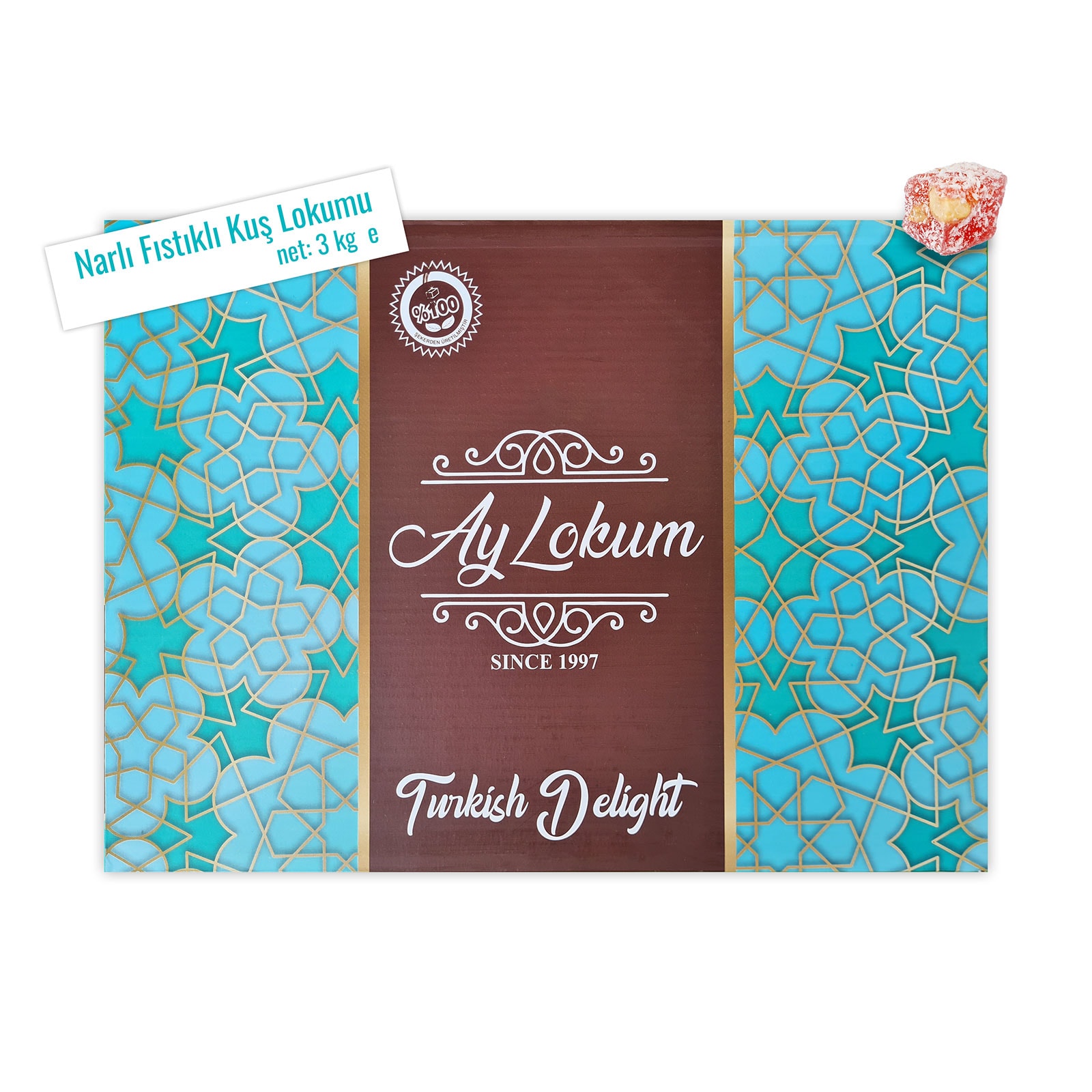 Narlı Fıstıklı Kuş Lokumu - 2.500 gr - Ay Lokum
