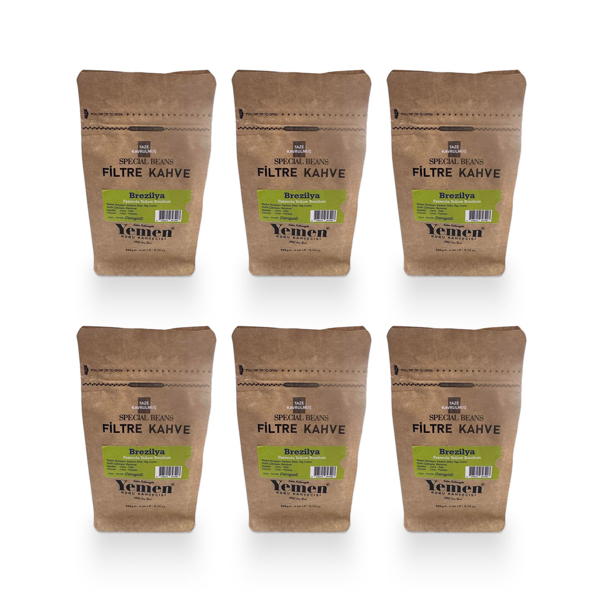 Brezilya Filtre Kahve - 250 gr x 6 - Yemen Kuru Kahvecisi