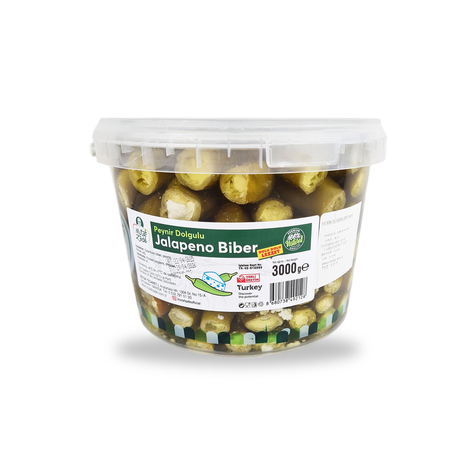 Peynir Dolgulu Jalapeno Biber - 3000 gr - Mutafzade
