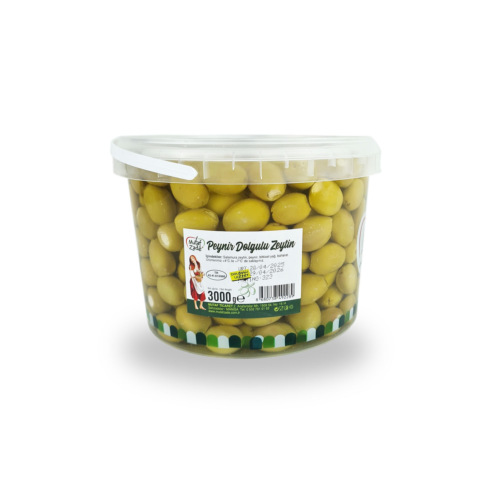 Peynir Dolgulu Yeşil Zeytin - 3.000 gr - Mutafzade