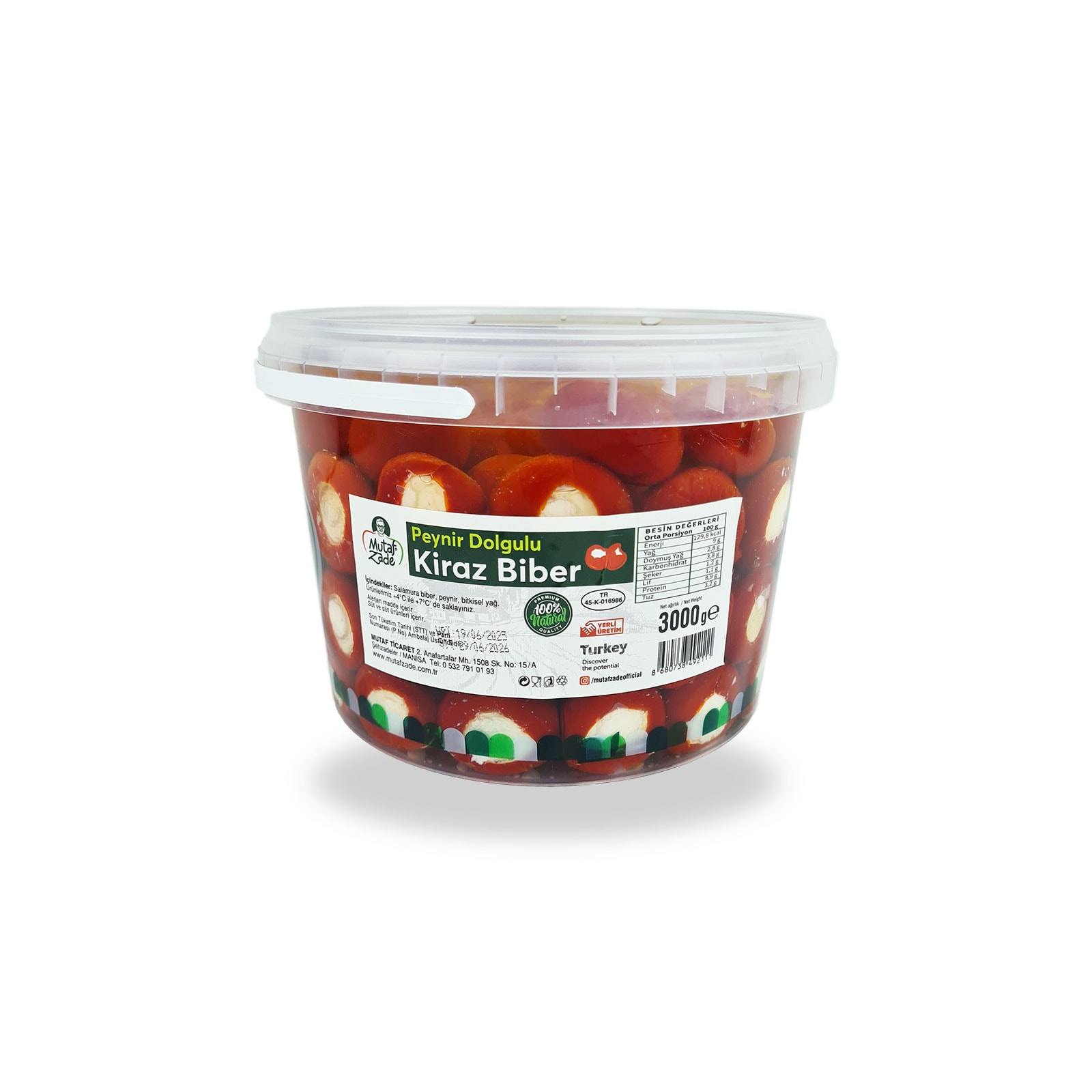 Peynir Dolgulu Kiraz Biber - 3.000 gr - Mutafzade