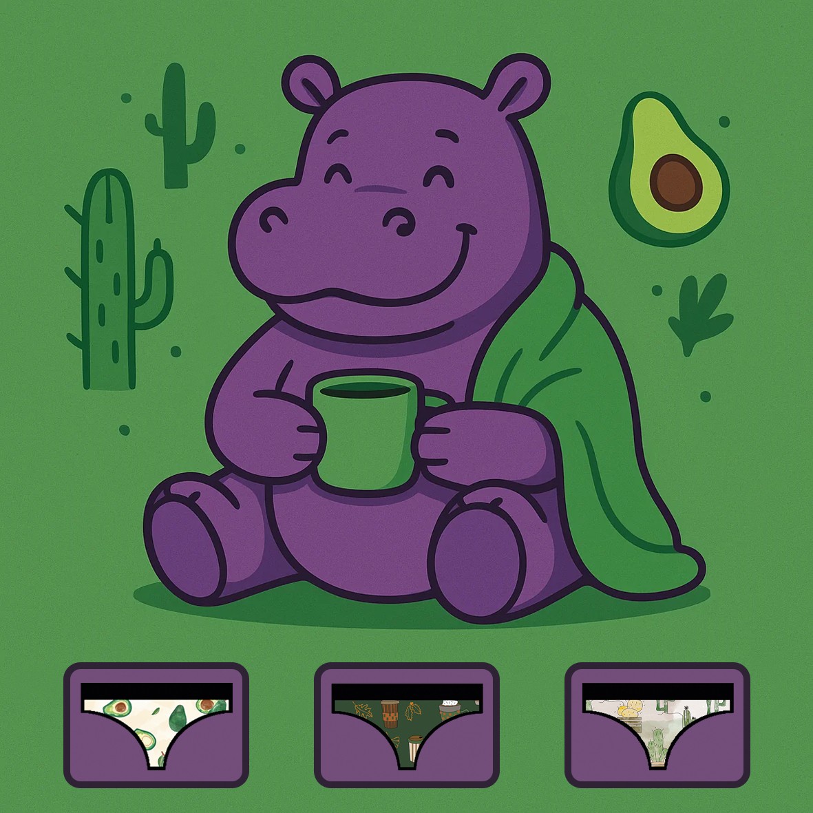 Green Vibes Undies Pack 🥑🌵☕