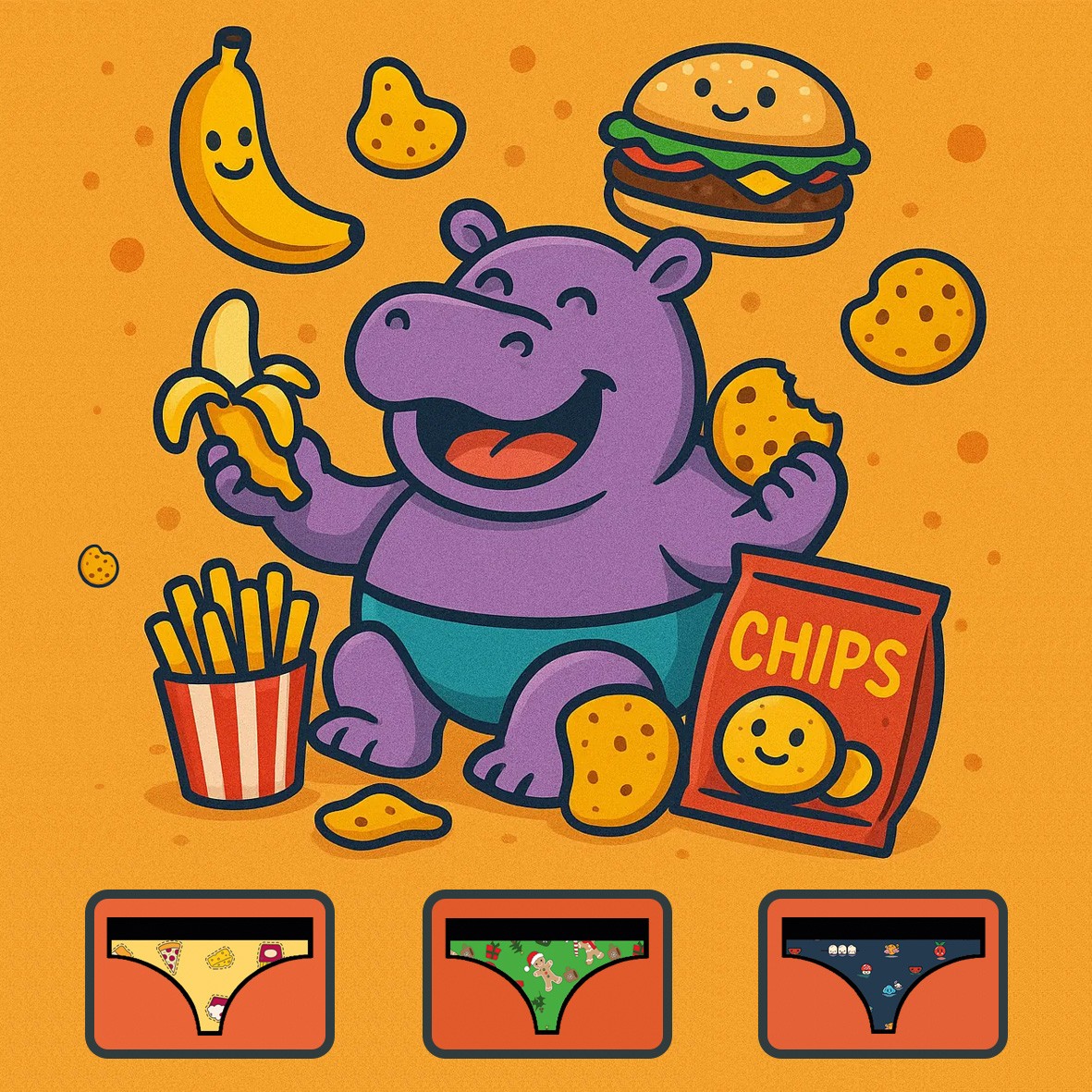 Binge Eating Undies Pack 🍔🍪🧁