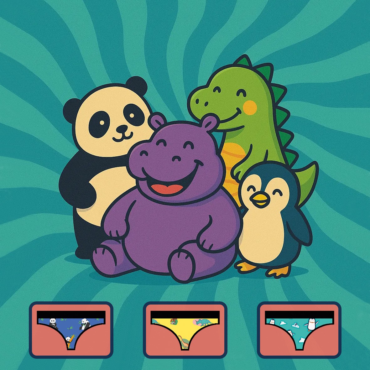 Animal Buddies Undies Pack 🐼🦖🐧