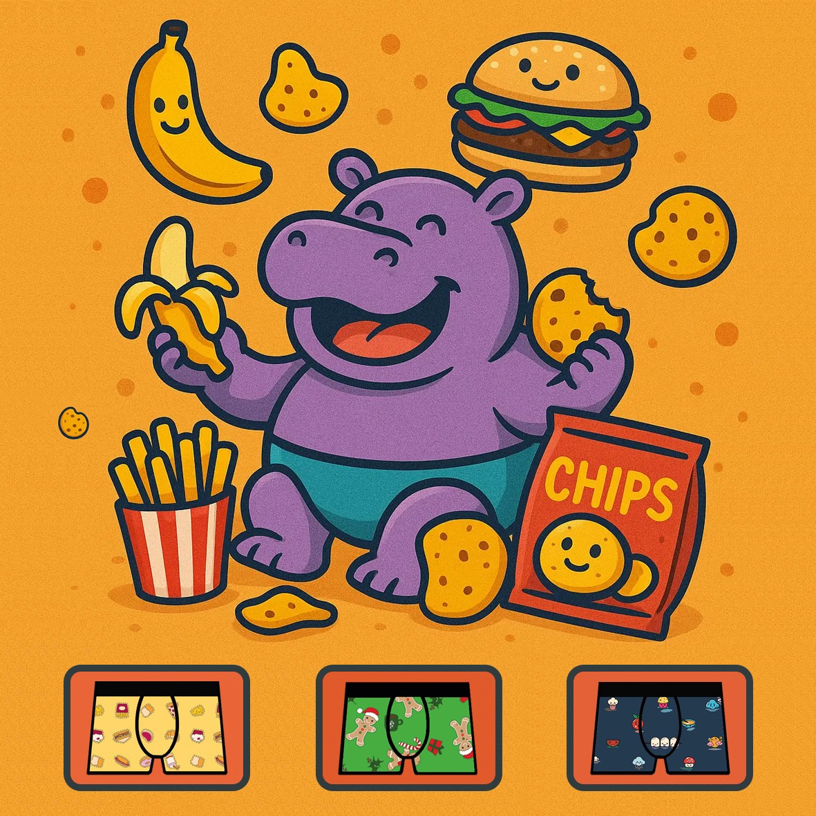 Binge Eating Boxer Pack 🍔🍪🧁