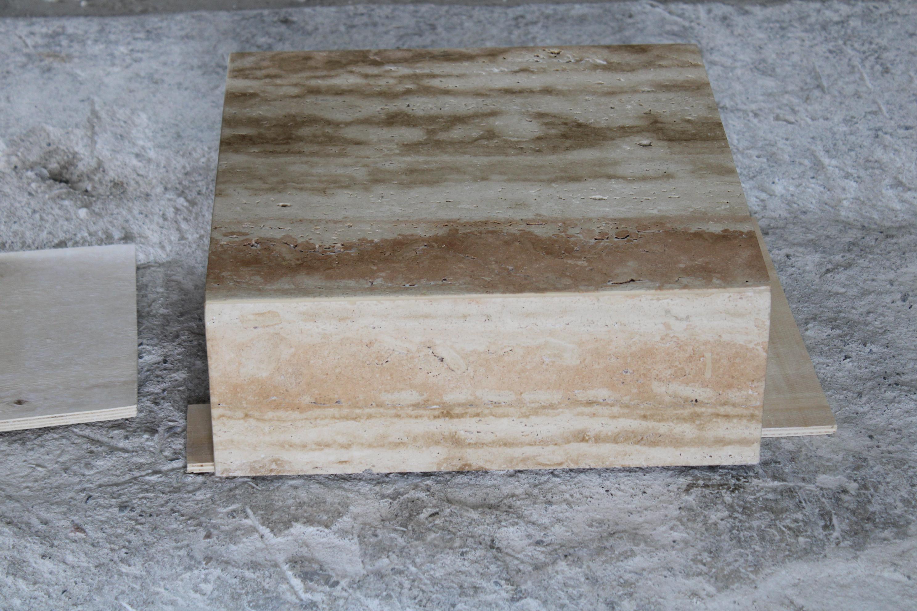 Travertine Geometric Cube Coffee Table Two Pieces