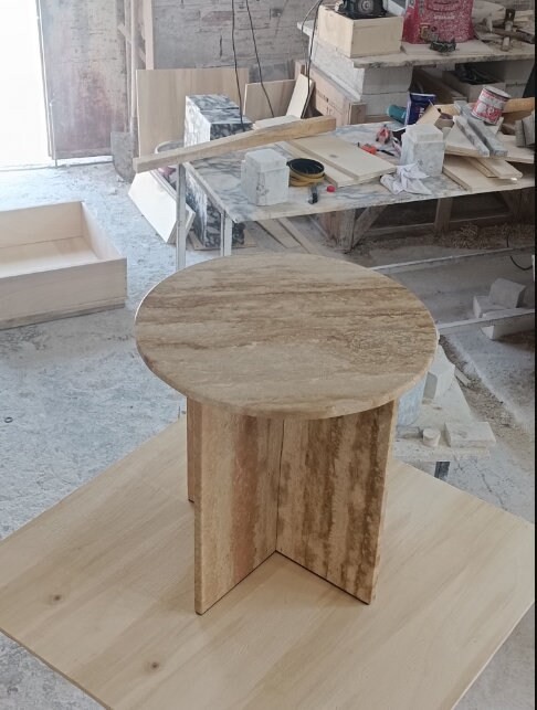 Travertine Side table, Corner table, End table