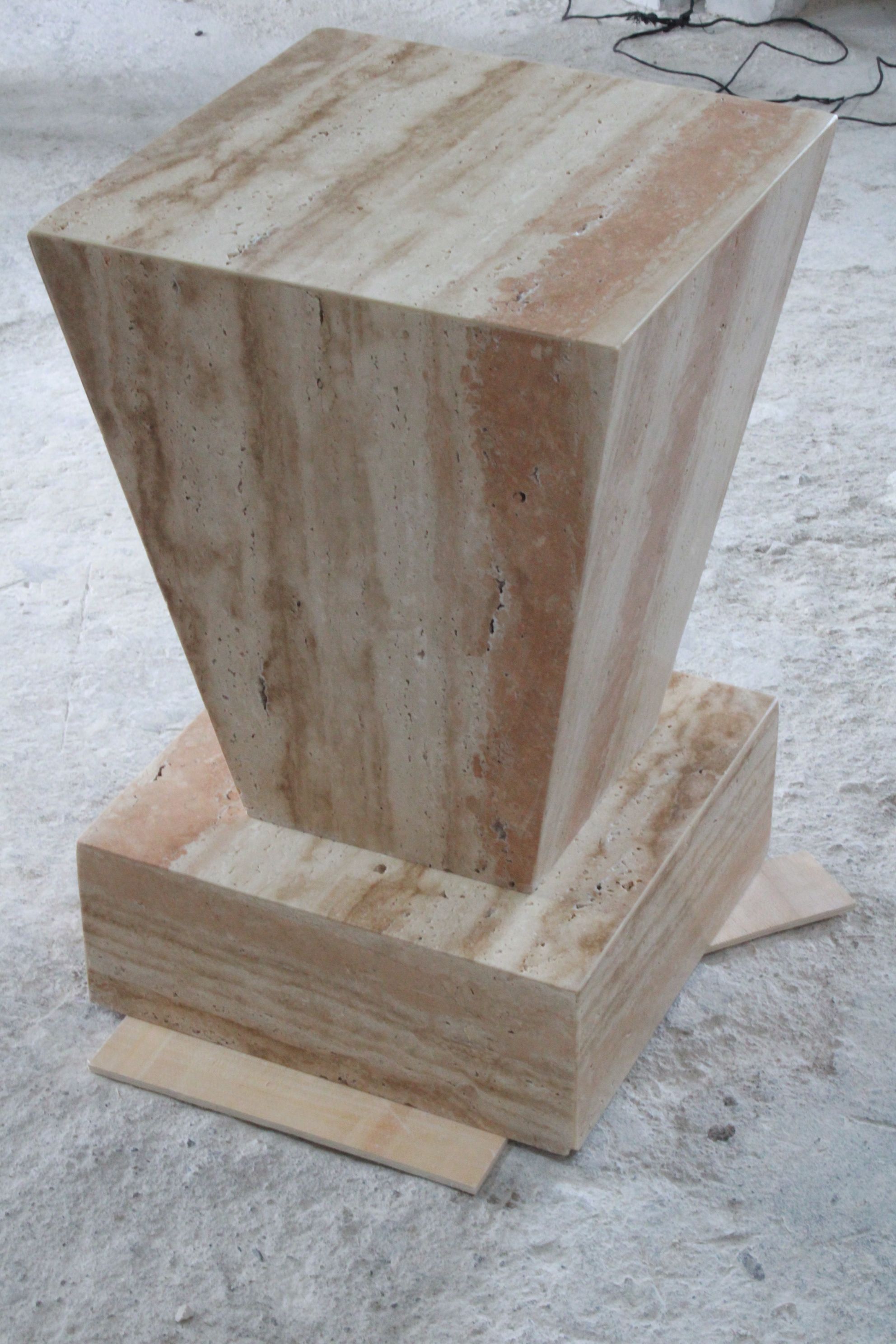 Travertine Geometric Cube Coffee Table Two Pieces