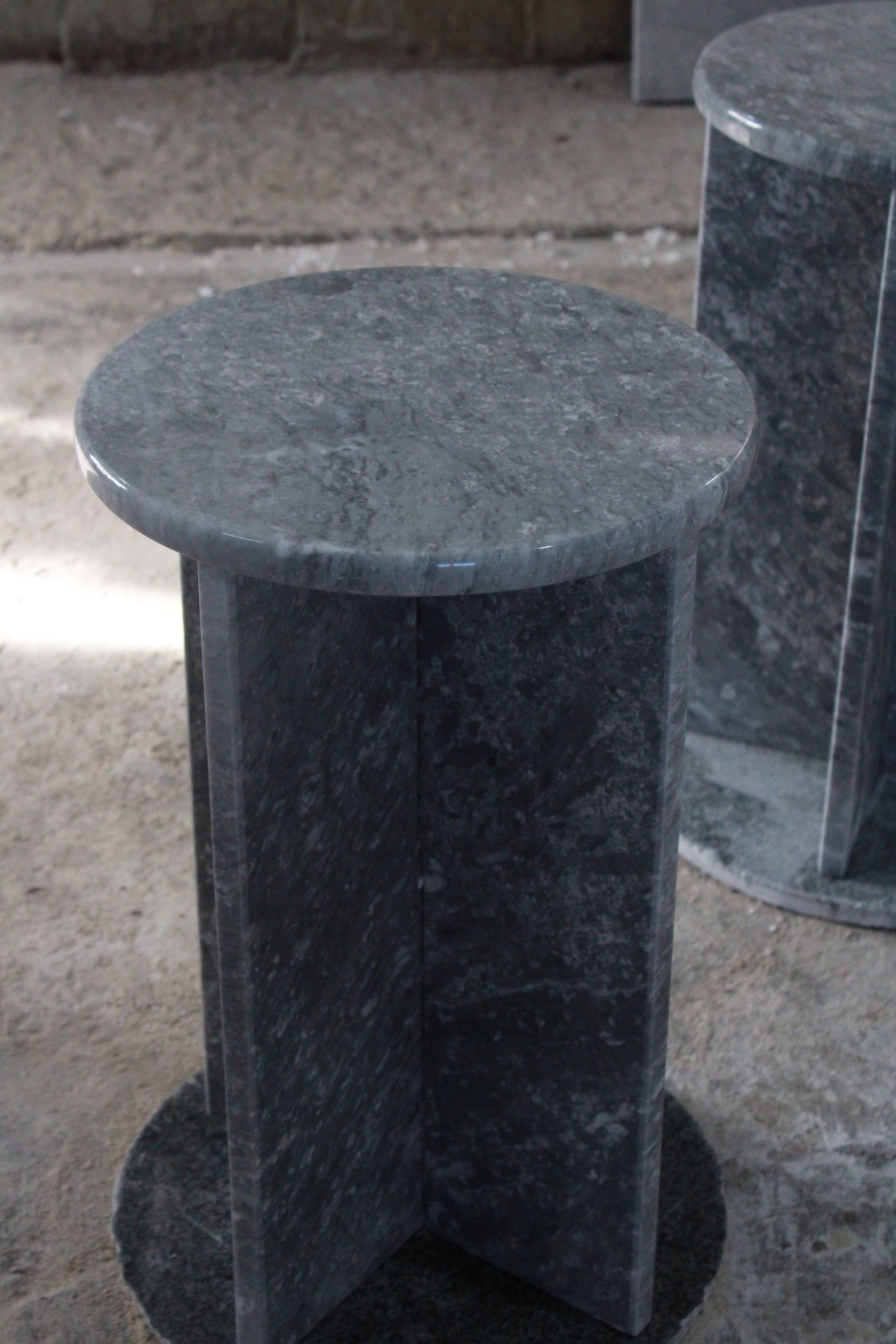 Silver Marble Side Table, Corner table, End table 55x35 cm 
