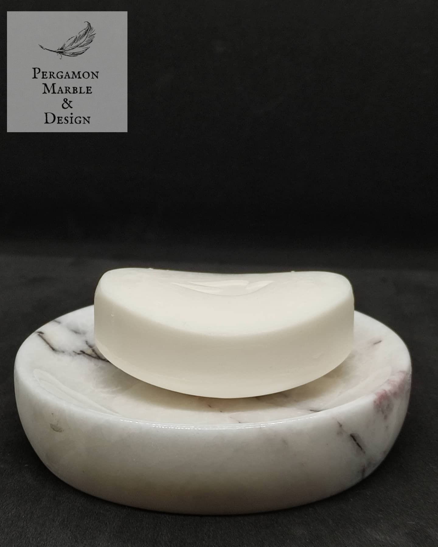 Aegean marble Solid soap dispenser 12 cm in diameter - Handmade