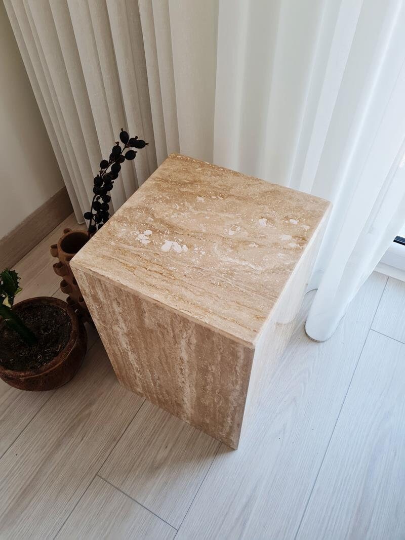 Travertine Cube Coffee Table, Side Table Free Shipping