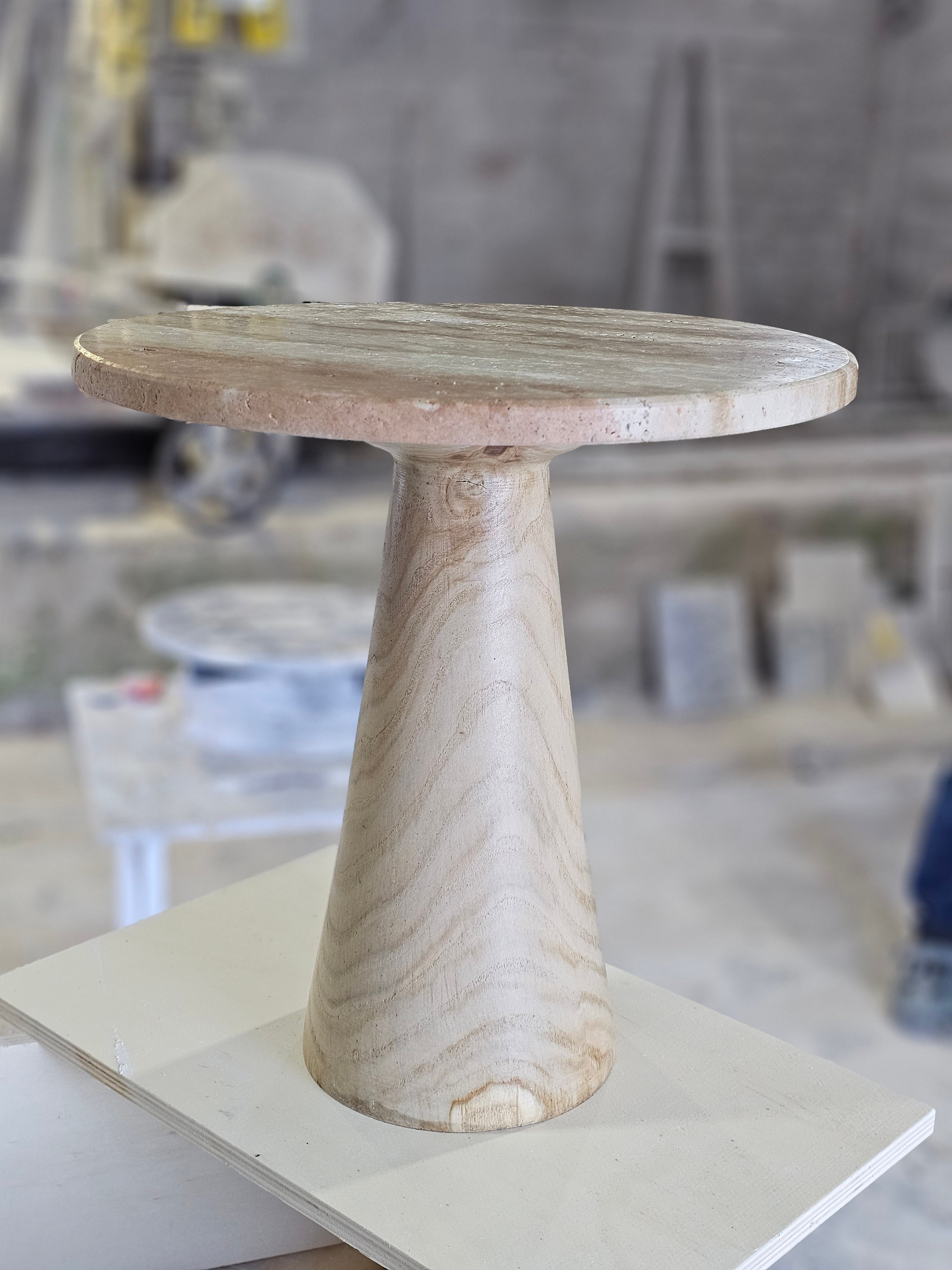 Calacatta viola or Travertine Side table model with wooden legs 