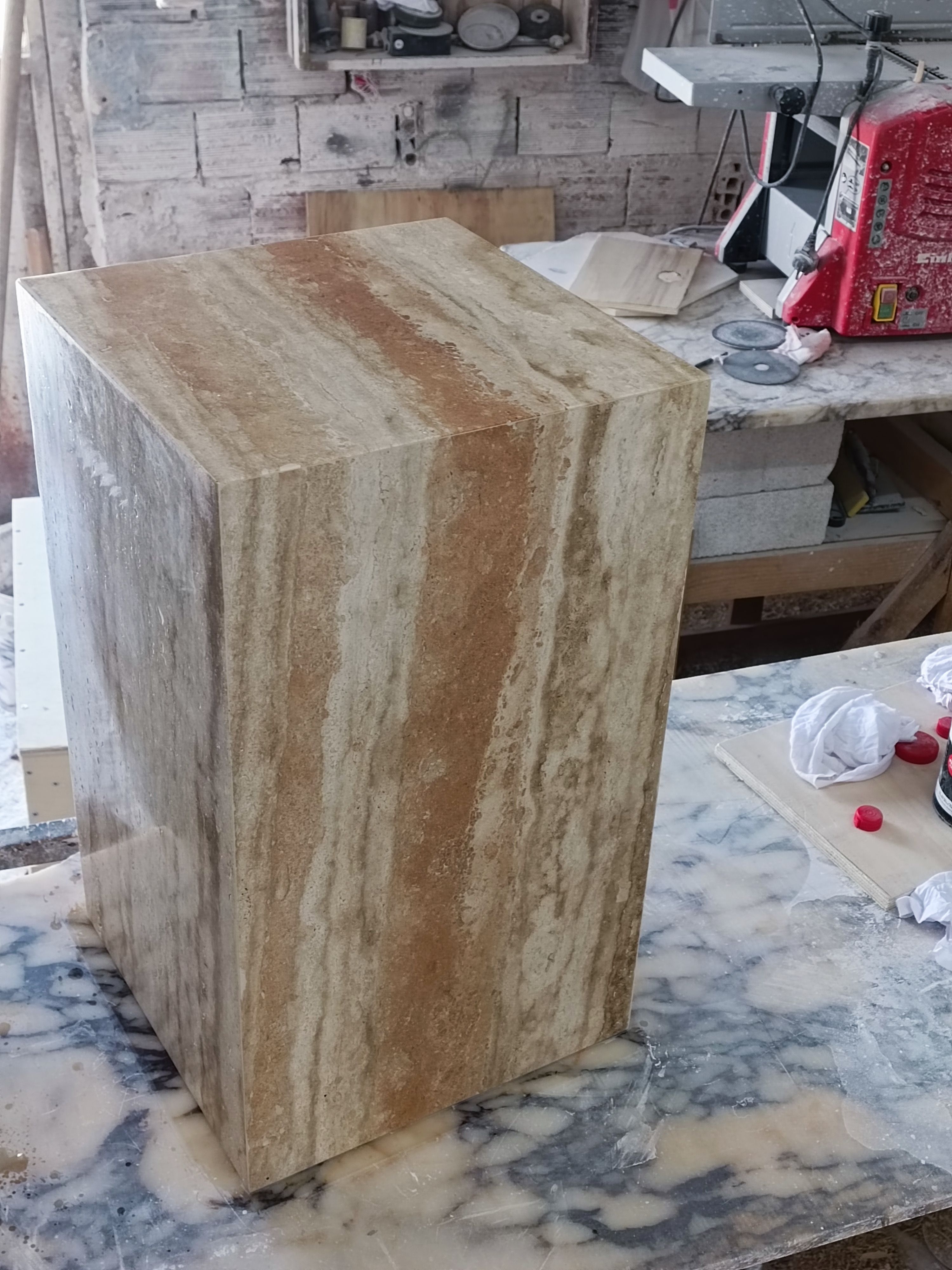 Travertine Cube Coffee Table / side table -40cm - 