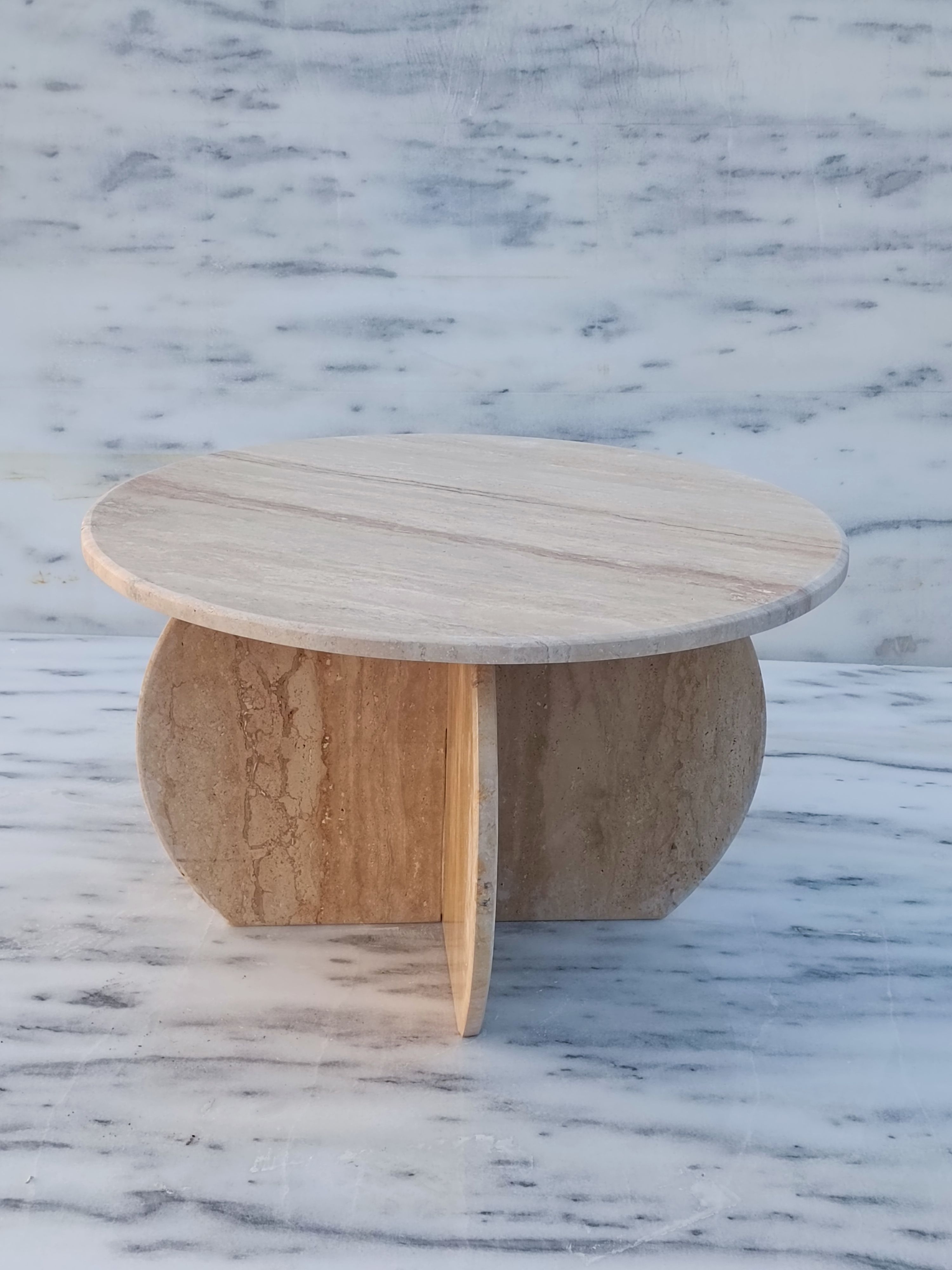 Travertine center table coffee table 70 cm diameter center table - handmade