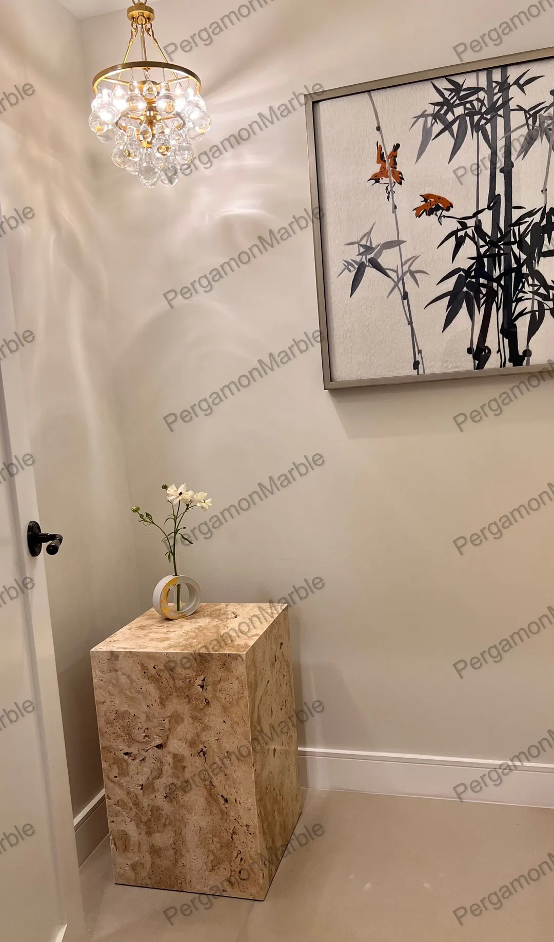 Travertine Cube Coffee Table Handmade 38 cm Handmade