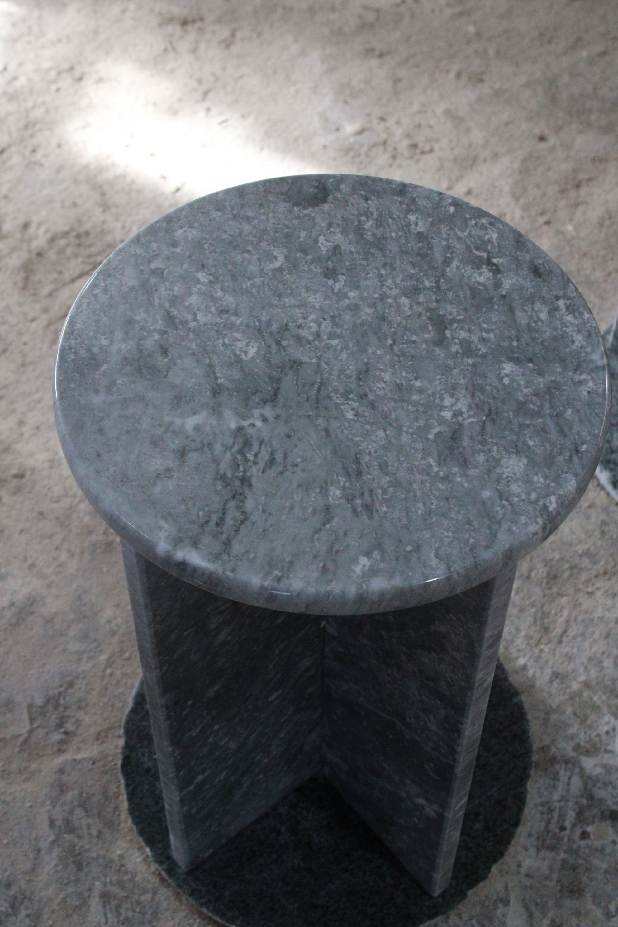 Silver Marble Side Table, Corner table, End table 55x35 cm 